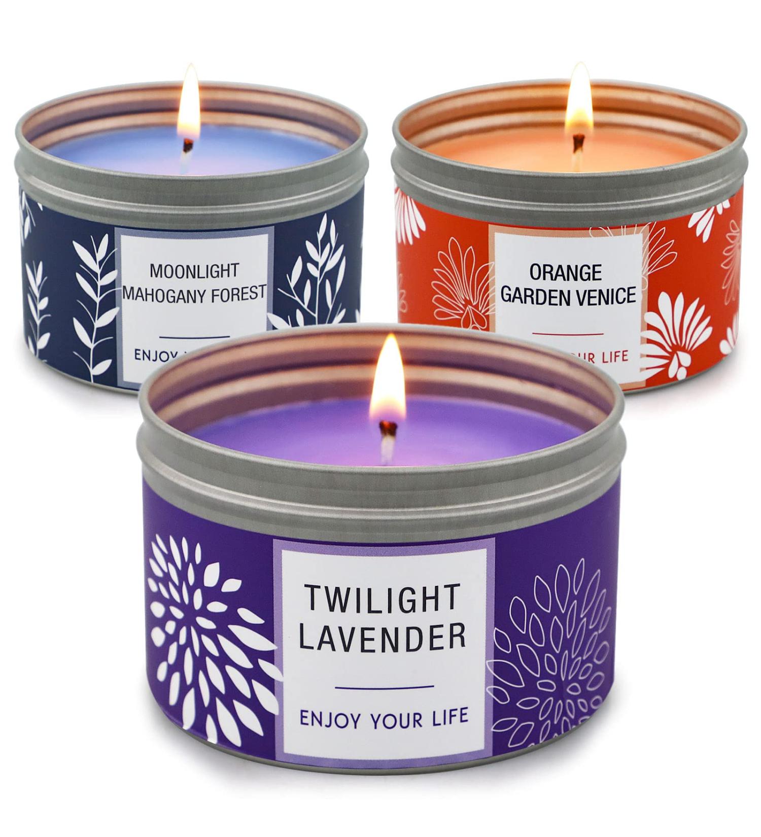 Buy 3 Pack Scented Candles - Long Lasting Soy Candles | Valentine's Day Gifts | Aromatherapy: Lavender Orange Blossom Mahogany | International Shipping Available - Buy Online on GoSupps.com