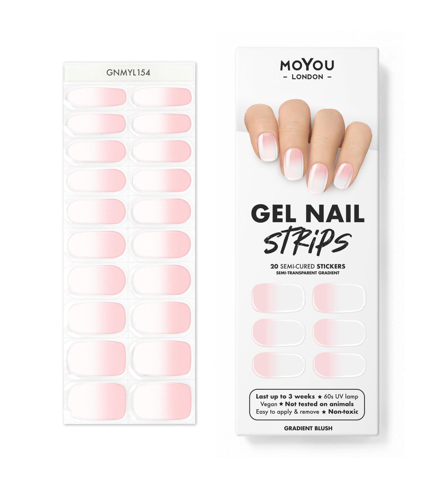 MOYOU LONDON Semi-Cured UV Gel Strips - 20 Pieces - Gradient Blush Nail Foils for Salon Quality Manicure - International Shipping Available - Buy Online on GoSupps.com