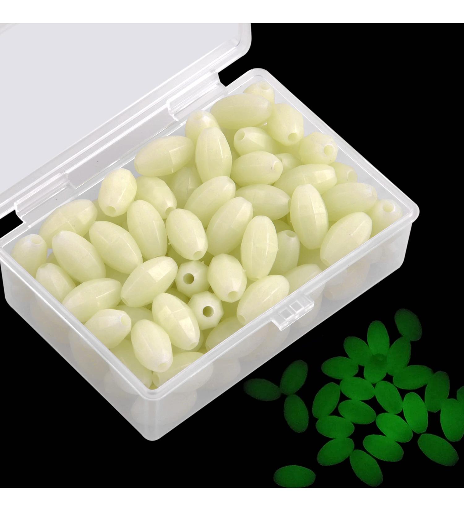 SILANON Glow Fishing Beads Saltwater 100pcs - Luminous Oval Round Bait Eggs for Fishing Rigs - White Glow in Dark Tackle - Buy Online on GoSupps.com