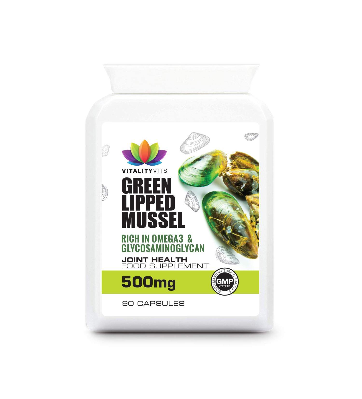 VITALITYVITS Green Lipped Mussel For Dogs 500mg Capsules - Joint Care Supplement - Made in UK - Buy Online on GoSupps.com