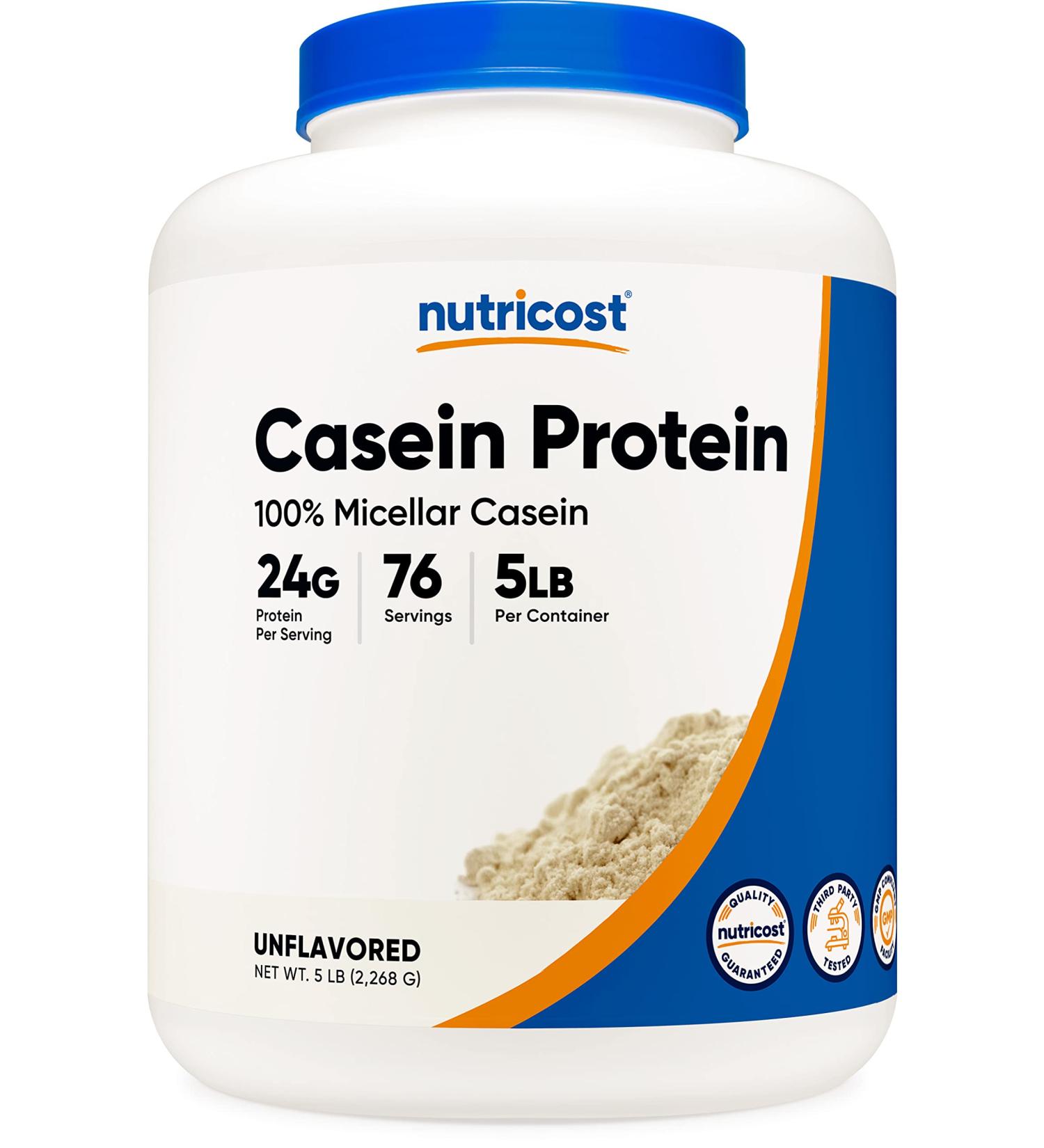 Nutricost 5lb Casein Protein Powder - Micellar Casein Non-GMO Gluten Free | Unflavored 5 Pound Pack - Buy Online on GoSupps.com