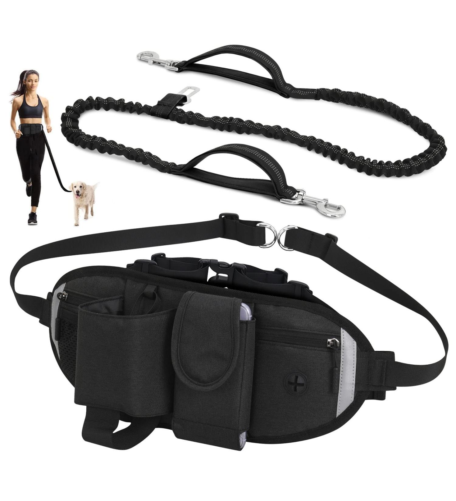Vobuke Adjustable Hands-Free Dog Jogging Leash - Shock Absorption Reflective Design & Carabiner for Small & Medium Dogs up to 177lbs - Buy Online on GoSupps.com