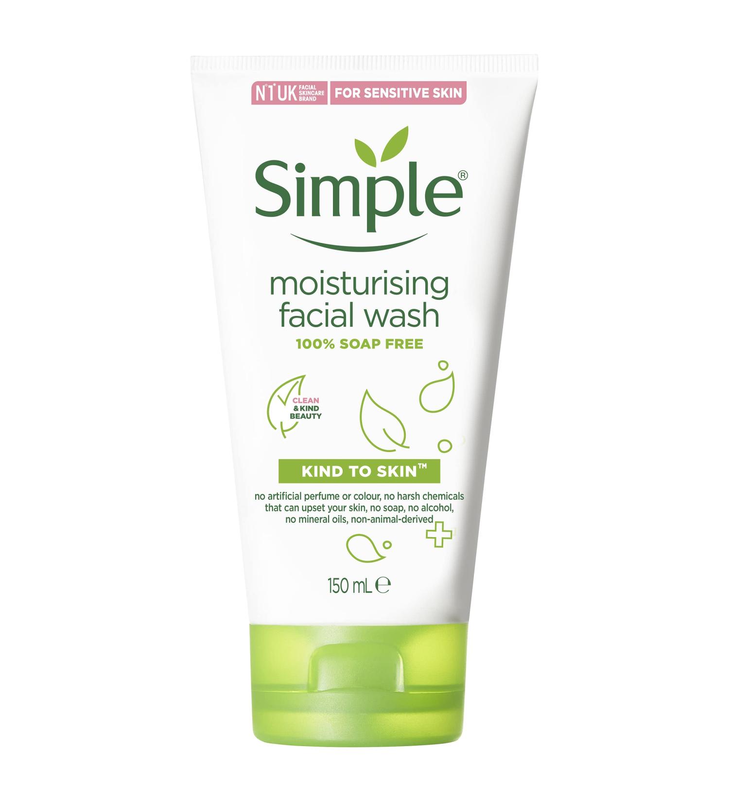 Simple Kind to Skin Moisturising Facial Wash 150ml - Gentle Daily Face Cleanser - Buy Online on GoSupps.com
