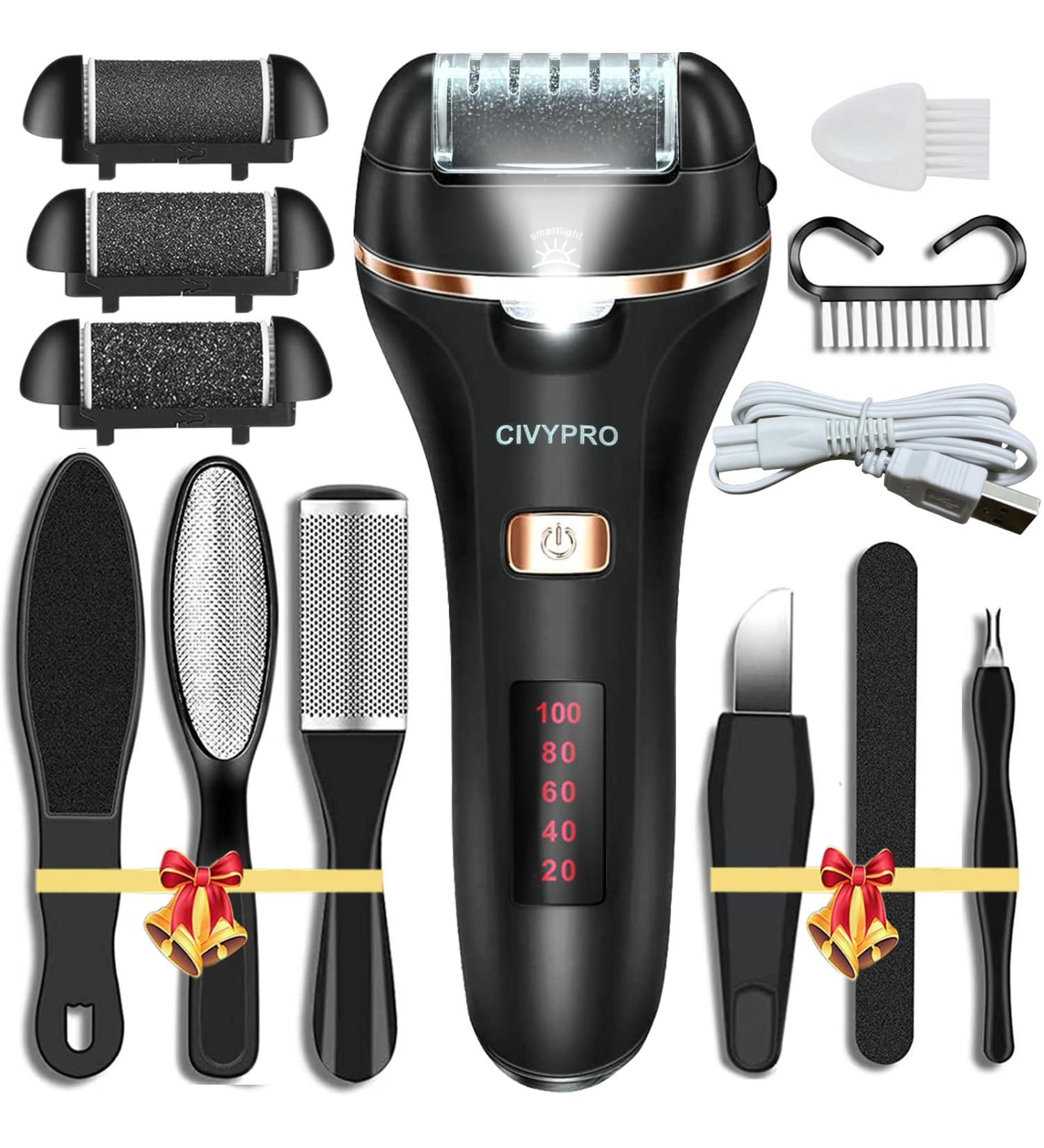 Electric Foot Callus Remover - Rechargeable Waterproof Pedicure Tool for Dead Skin Removal | Ideal Gift for Feet Care (Black - Buy Online on GoSupps.com