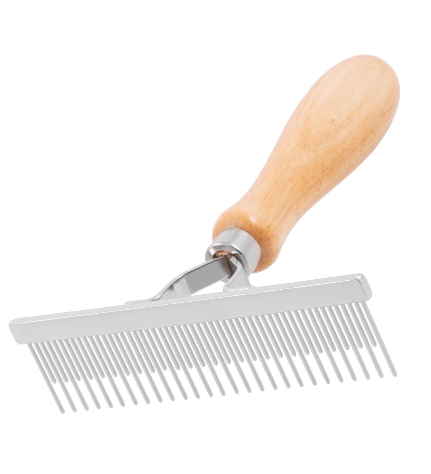 GROOM PROFESSIONAL Wooden Shedding Rake for Dogs - Dog Grooming Rake - Features Both Long and Short Pins for Effective Deshedding of Thick Undercoats - Suitable for all Sized Breeds - Buy Online on GoSupps.com