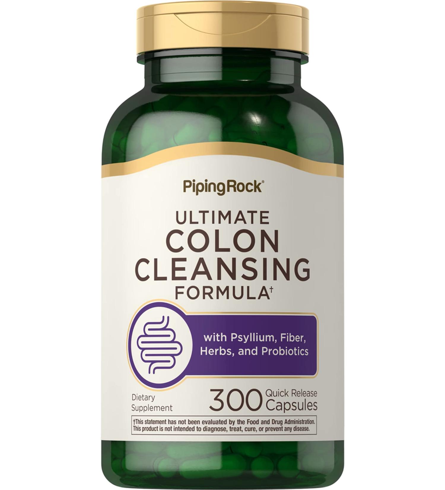 Piping Rock Colon Cleanse Pills 300 Capsules - Herbal Detox Supplement with Psyllium Fiber & Probiotics, Non-GMO Gluten Free - Buy Online on GoSupps.com