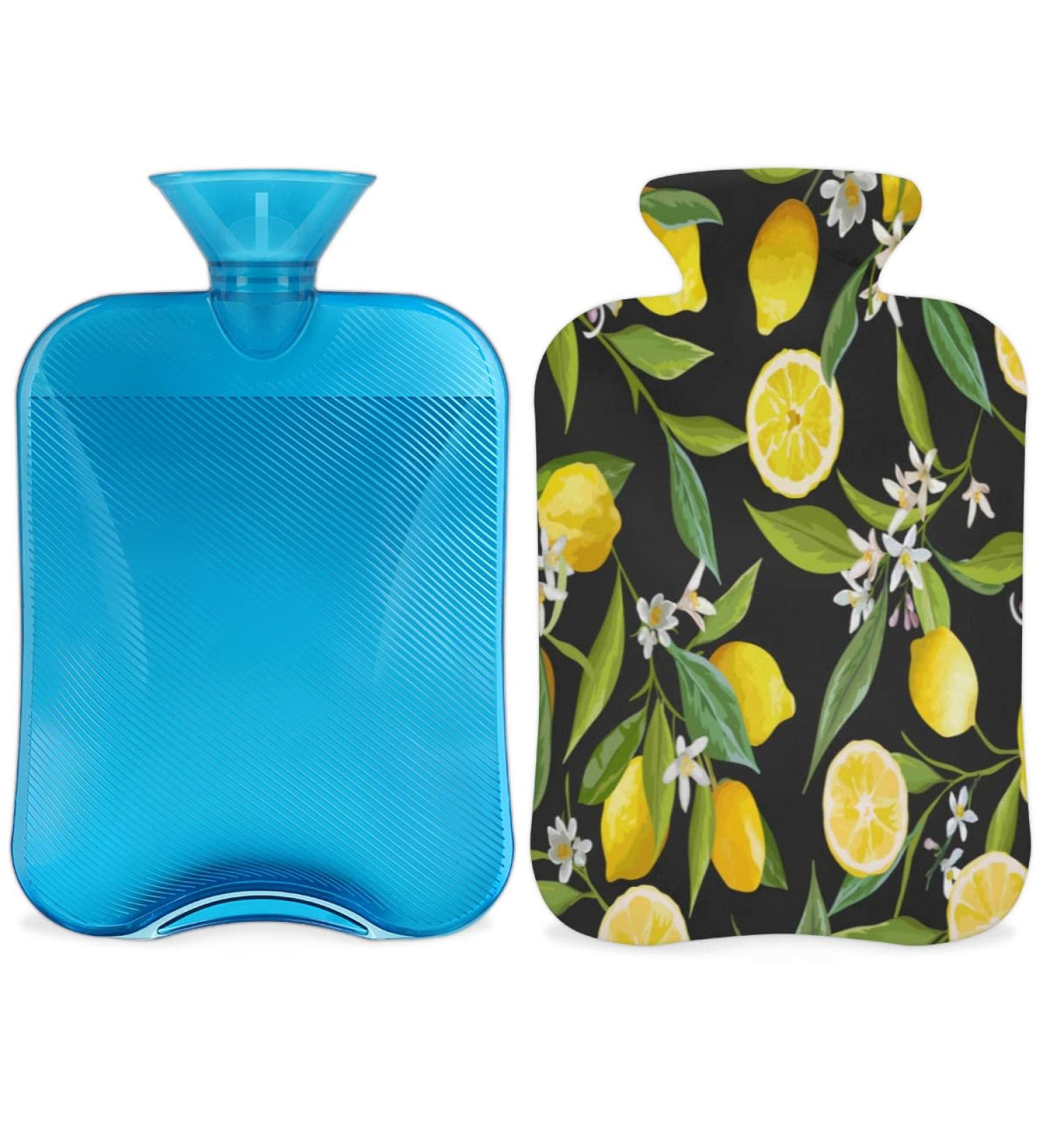 Summer Heat Bottle with Lemon Leaves - 2L PVC Heating & Cold Therapy for Pain Relief - Perfect for Hands & Feet - Buy Online on GoSupps.com