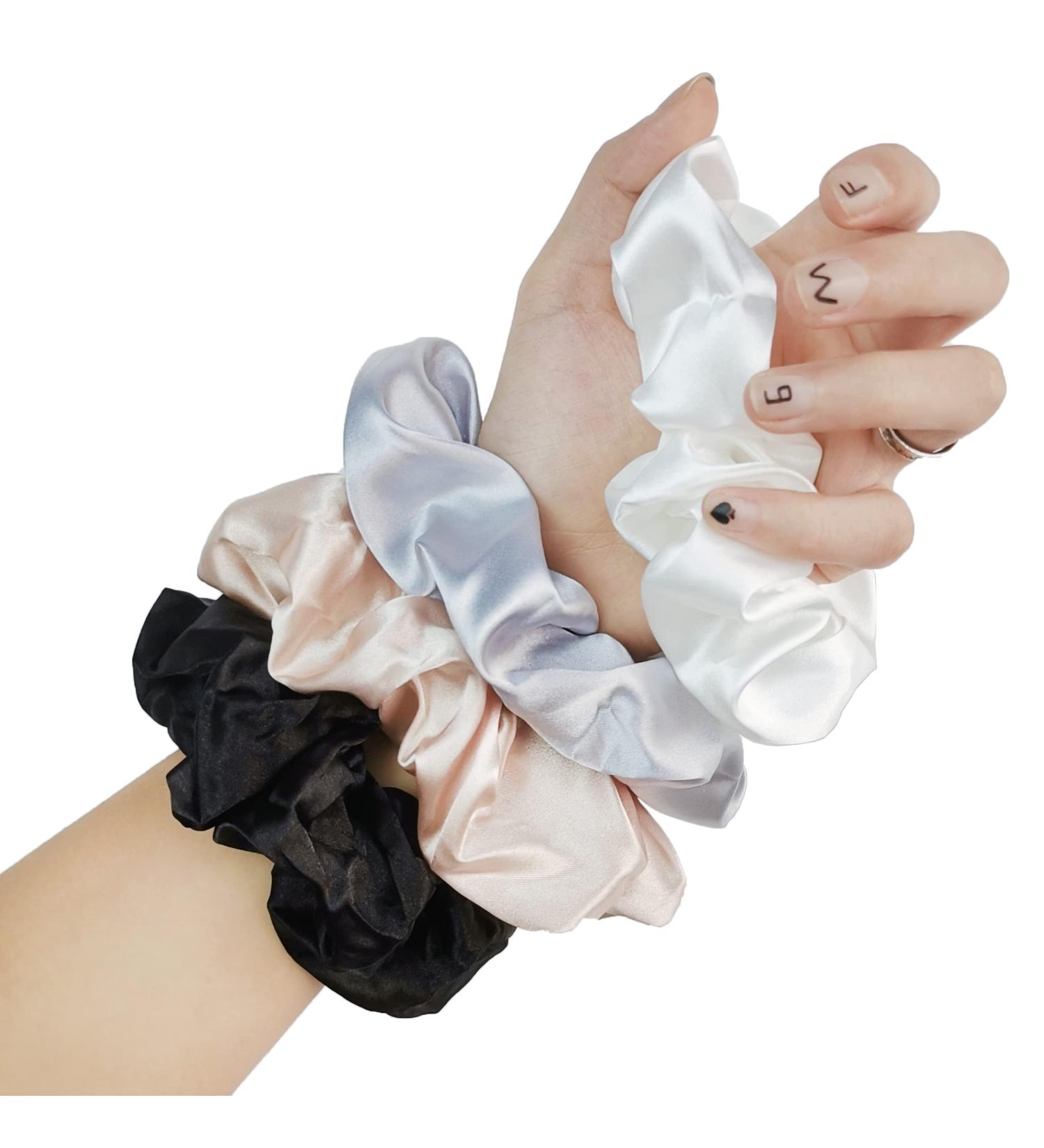 Satin Silk Scrunchies Hair Ties for Women - Elastic Soft No Damage Ponytail Holders - 4 Pack Light Color - Buy Online on GoSupps.com