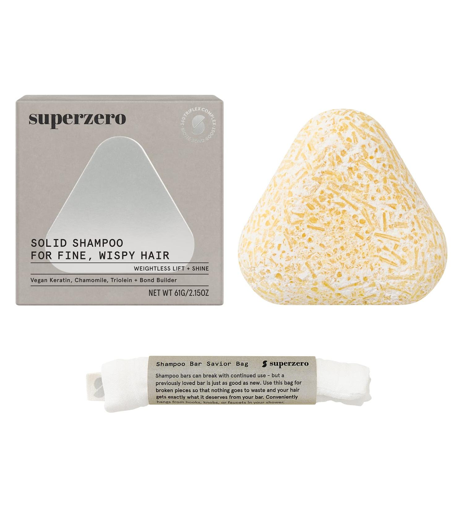 SuperZero Fine Hair Shampoo Bar - Volume + Shine - No Synthetic Fragrances - 8.4oz x 2 - Buy Online on GoSupps.com