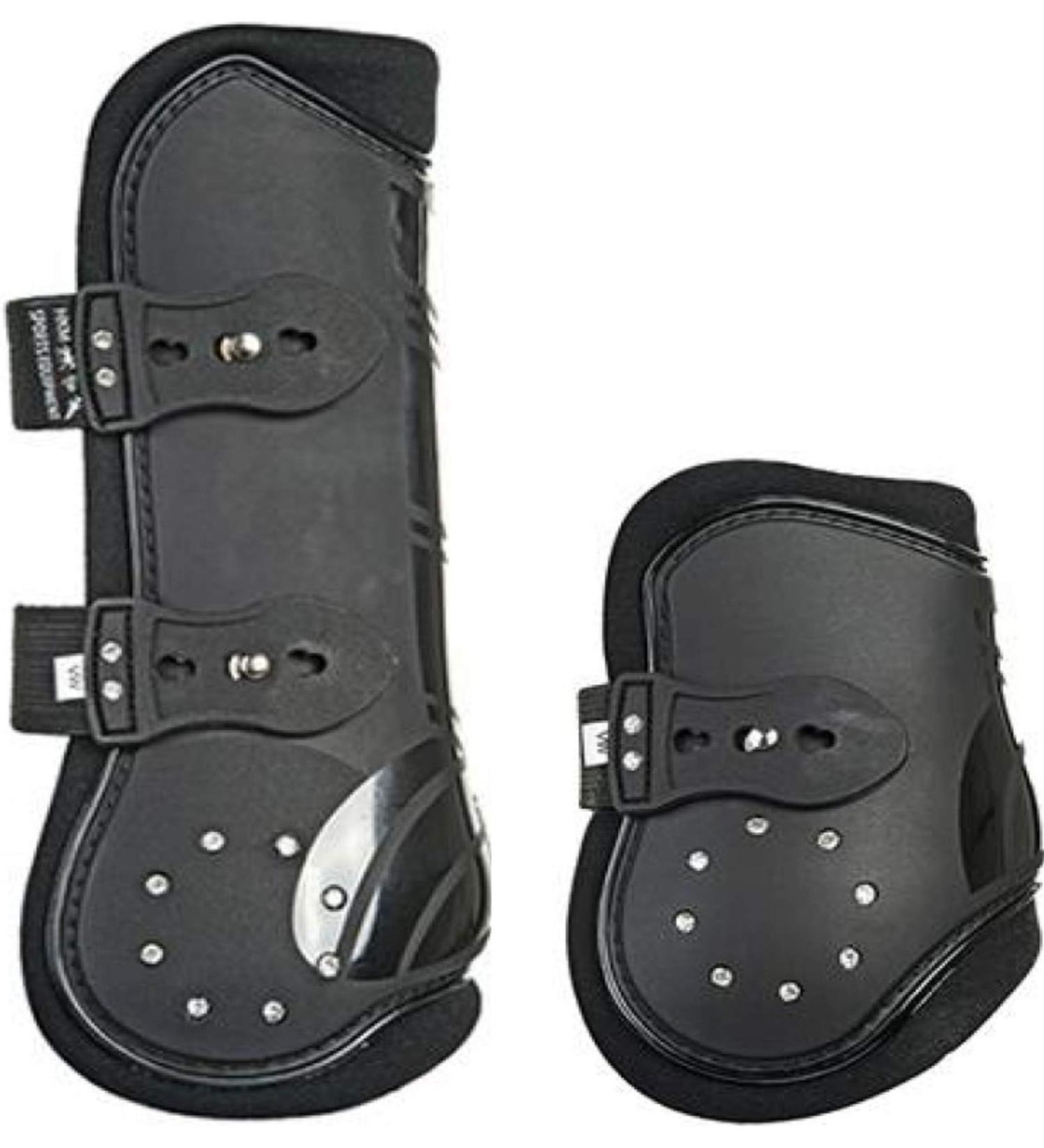 HKM 549196 Tendon & Fetlock Boots Set of 4 - Diamonds - Black for Thoroughbred/Warmblood | Premium Horse Gear - Buy Online on GoSupps.com