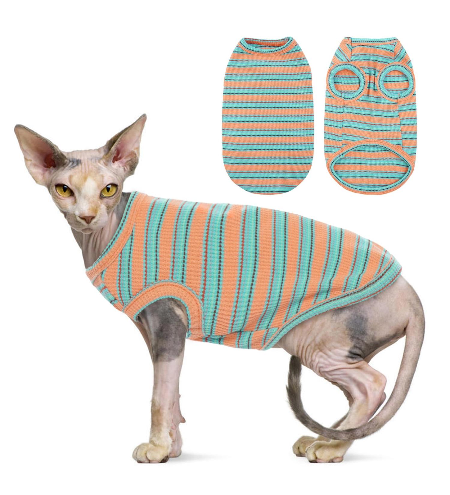 OUOBOB Sphynx Cat Clothing | Breathable Sleeveless Shirts & Sweaters for Hairless Cats | Perfect Summer Attire for Sphynx Cornish Rex & Devon Rex - Buy Online on GoSupps.com