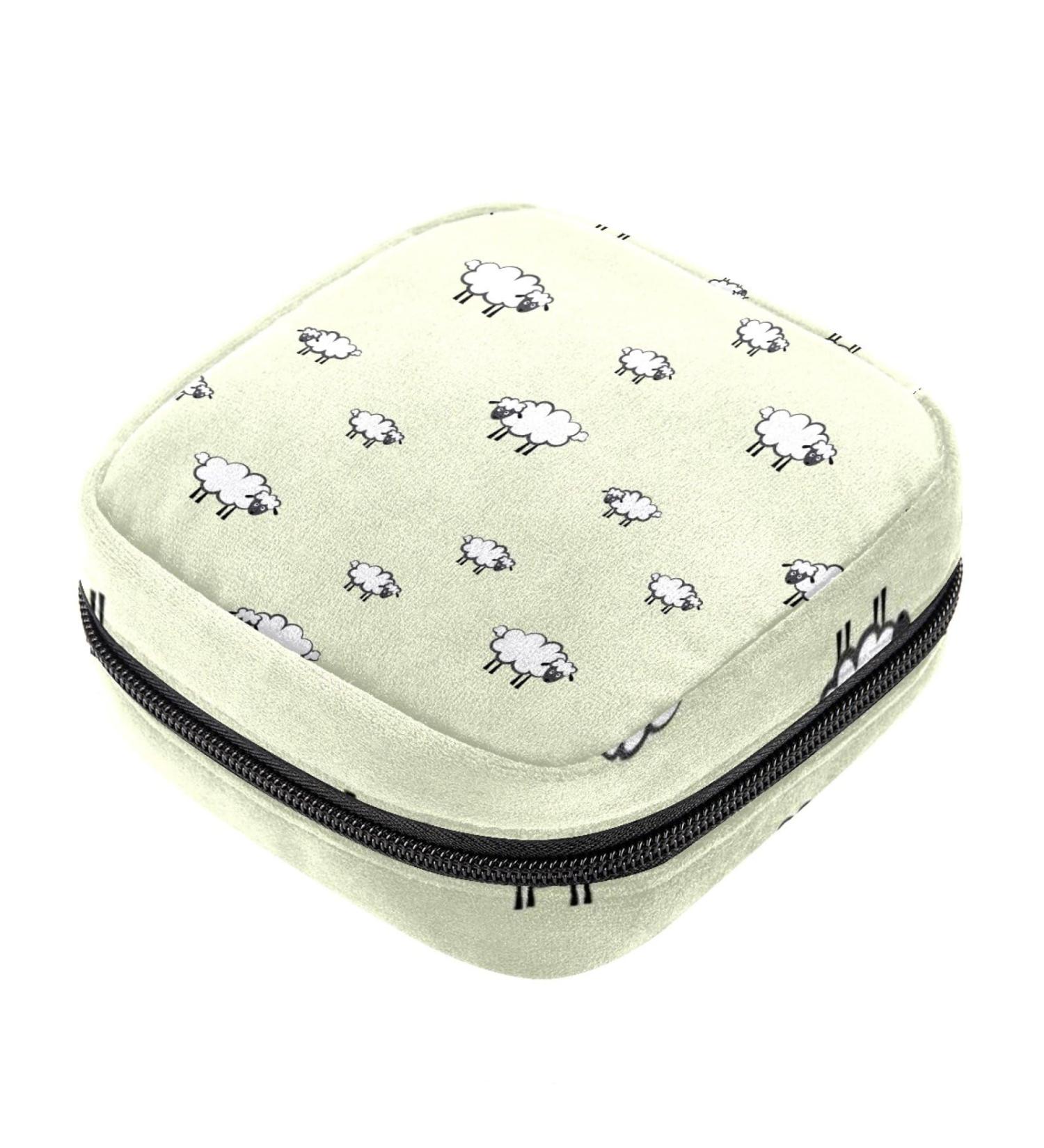 Sheep Print Sanitary Napkin Storage Bag - Portable Period Kit for Women and Teens - Menstrual Cup & Tampon Pouch - Buy Online on GoSupps.com