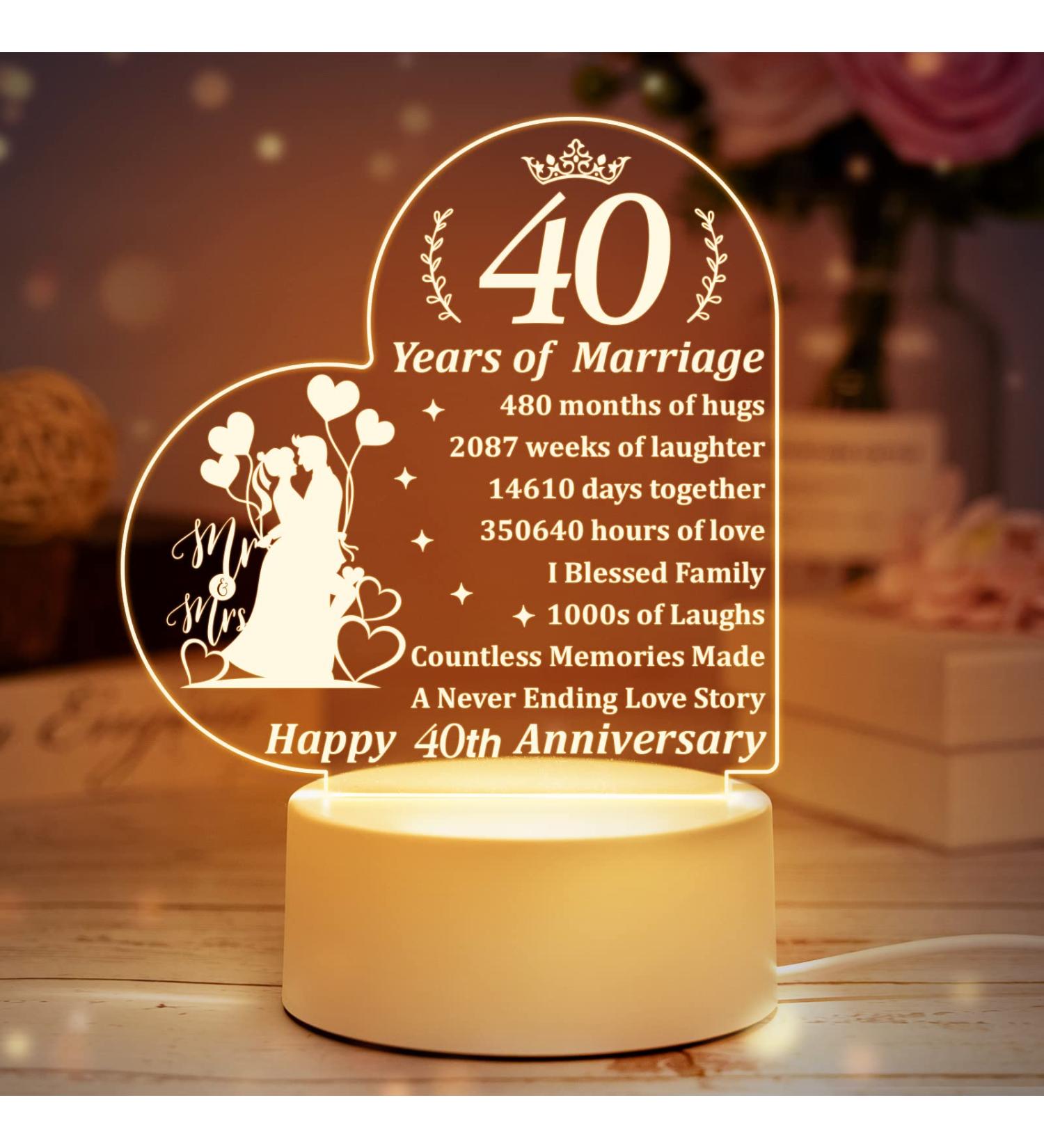 Buioata 40th Wedding Gifts Anniversary Night Light Gifts for Couple Wedding Gifts for Her Golden Wedding Gifts 40th Wedding Gifts for Parents Wedding Gifts - Night Light. For 40th Wedding - Buy Online on GoSupps.com
