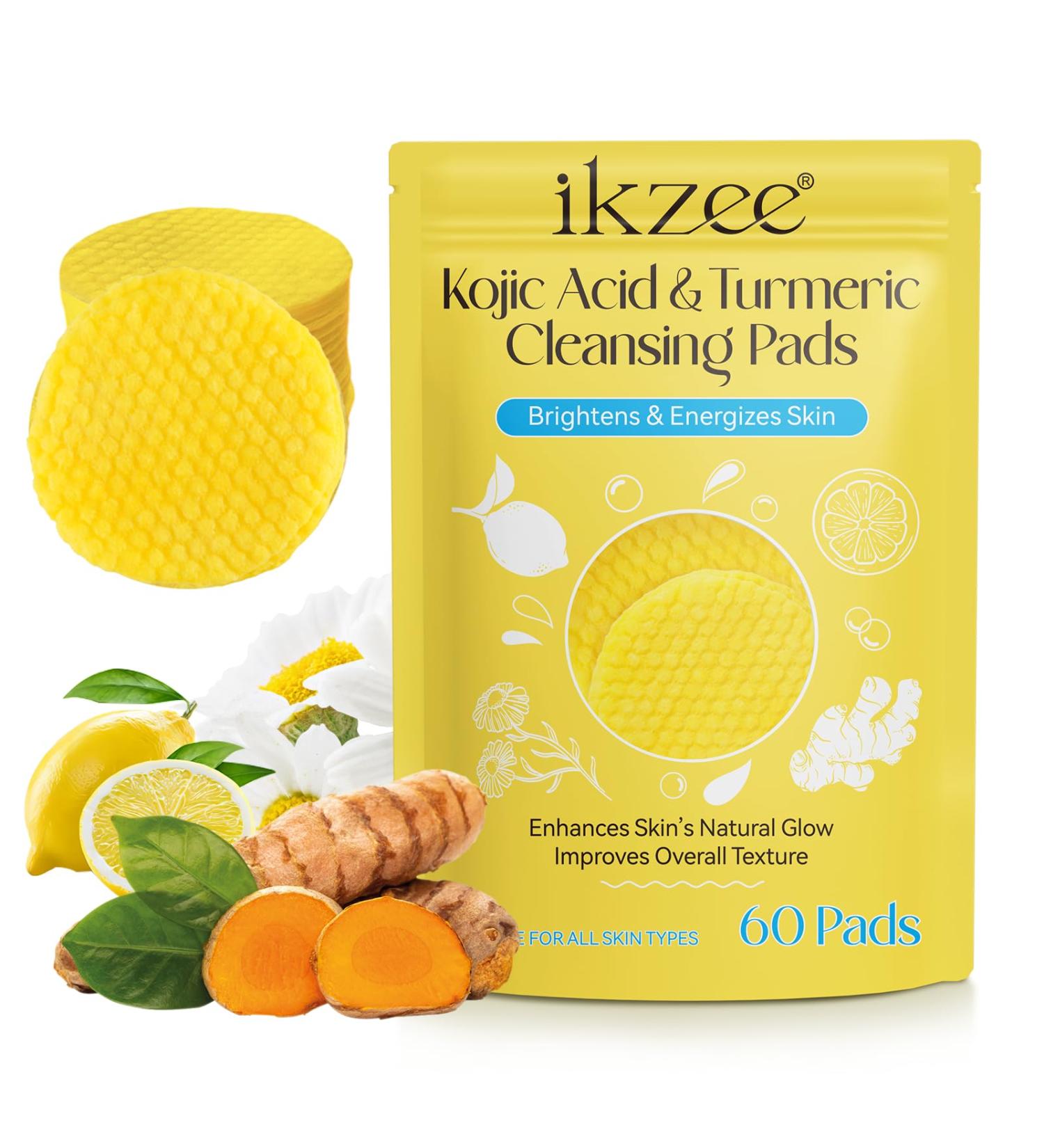 Turmeric Kojic Acid Pads - 60 Exfoliating Cleansing Pads for Dark Spots - Suitable for All Skin Types - Buy Online on GoSupps.com
