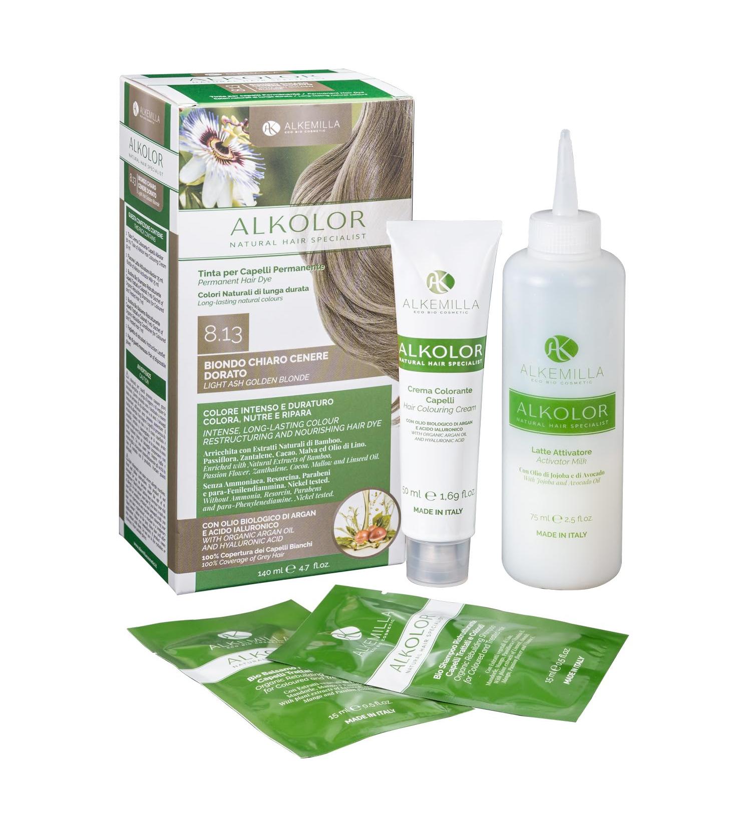 Alkemilla Permanent Hair Dye 8.13 Light Blonde Ash Golden - Alkemilla