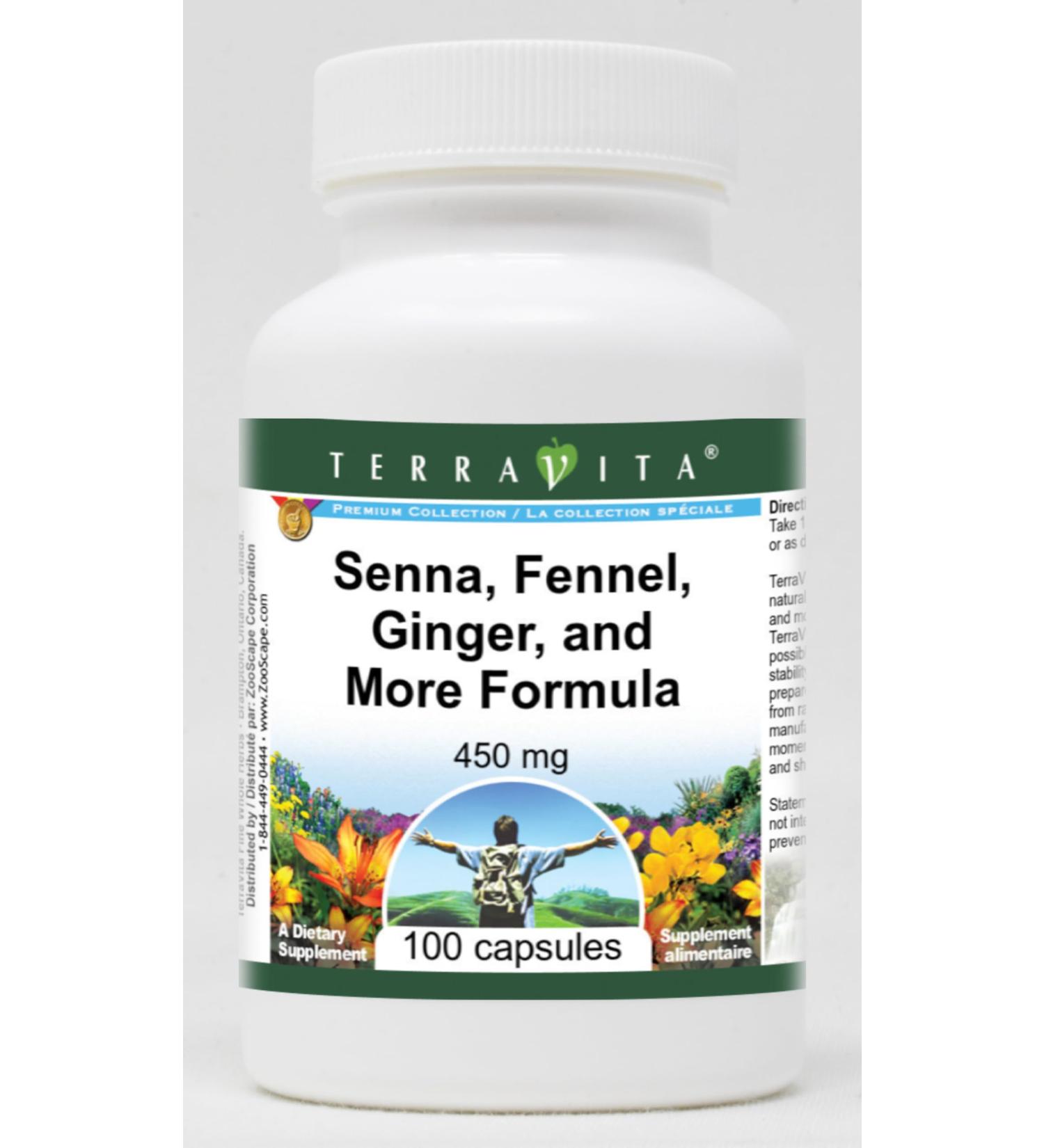Buy Senna Fennel & Ginger Formula - 450 mg (100 Capsules) | Herbal Digestive Support - Fast International Shipping - Buy Online on GoSupps.com