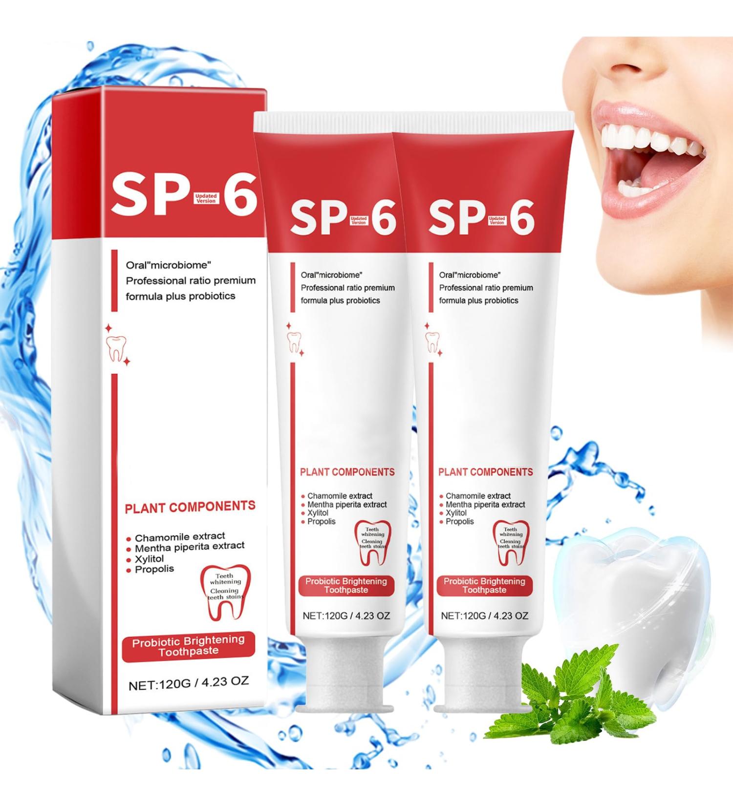 SP-6 Ultra Whitening Toothpaste 2PCS Probiotic Brightening Formula | Fresh Breath & Deep Cleaning | International Shipping - Buy Online on GoSupps.com