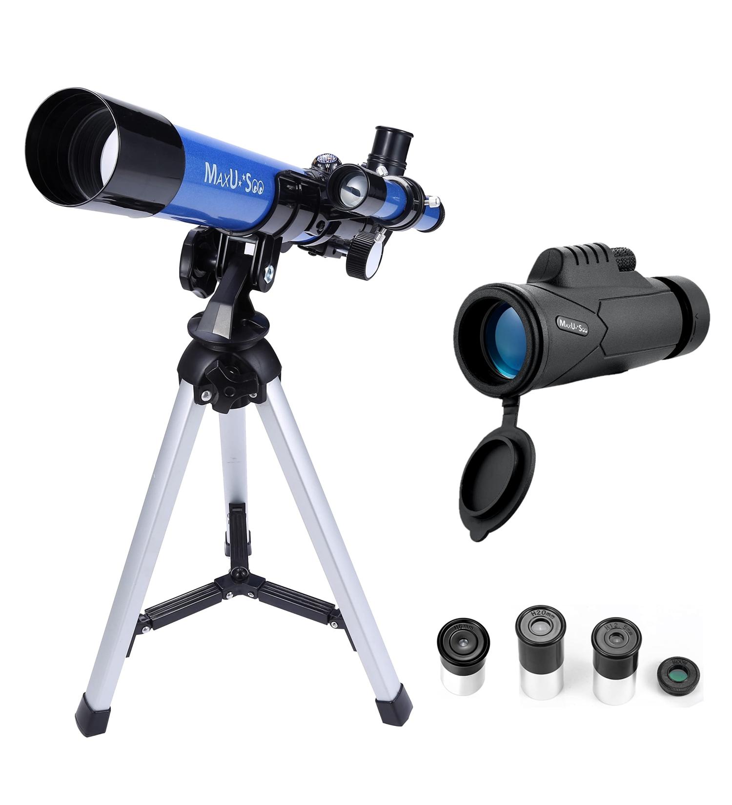 MaxUSee Kids Telescope 400x40mm with Finder Scope + Portable 10X42 Monocular for Moon Viewing, Bird Watching & Wildlife Scenery | Ideal for Kids & Beginners - Buy Online on GoSupps.com