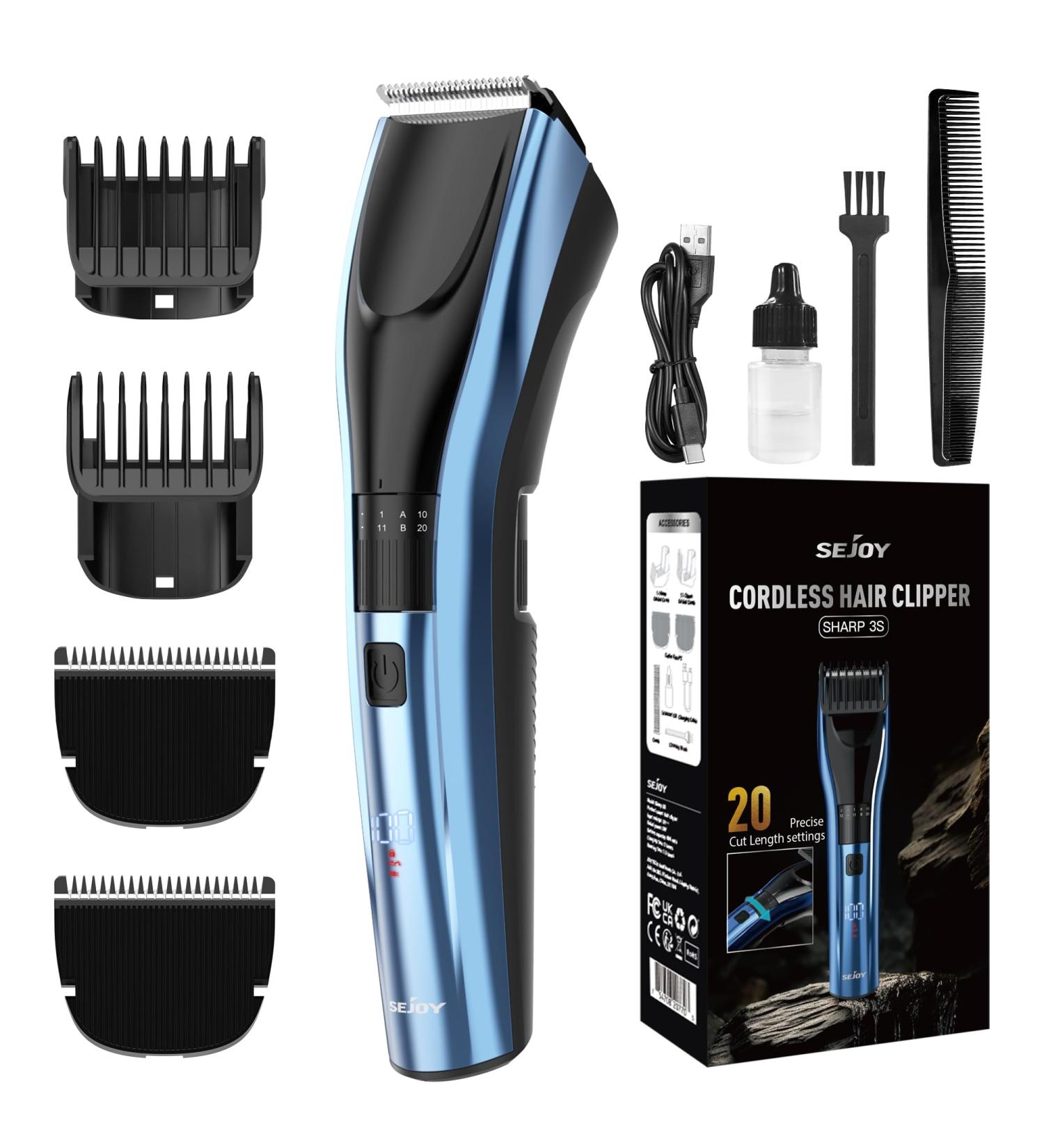 Hair Clippers for Men Cordless Clippers for Hair Cutting Professional Mens Hair Clippers Rechargeable Hair Trimmer LED Display 20 Adjustable Lengths A-blue - Buy Online on GoSupps.com