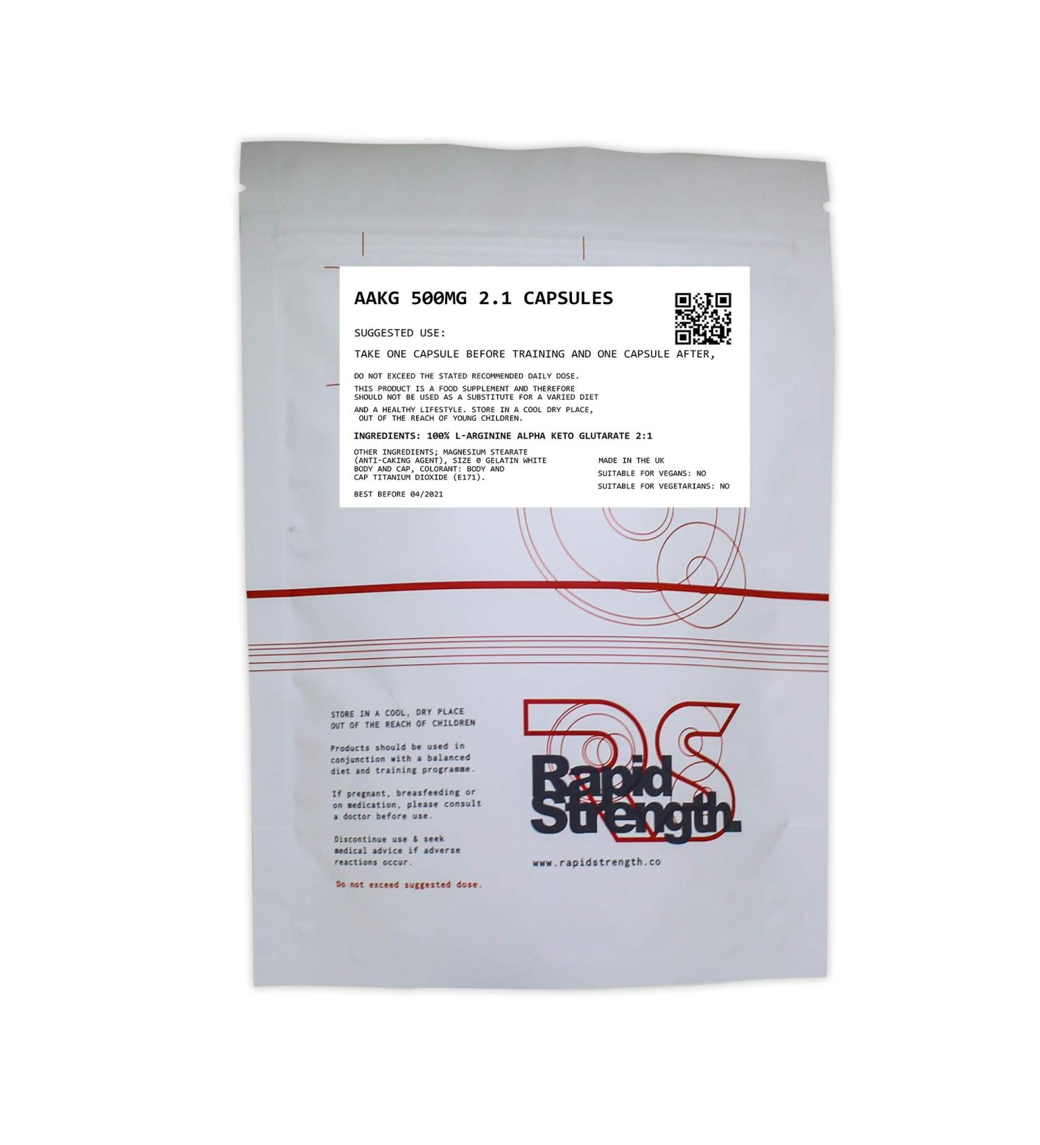 AAKG - 500mg x60 Arginine Alpha Ketoglutarate L-Arginine Nitric Oxide Pump Caps - Buy Online on GoSupps.com