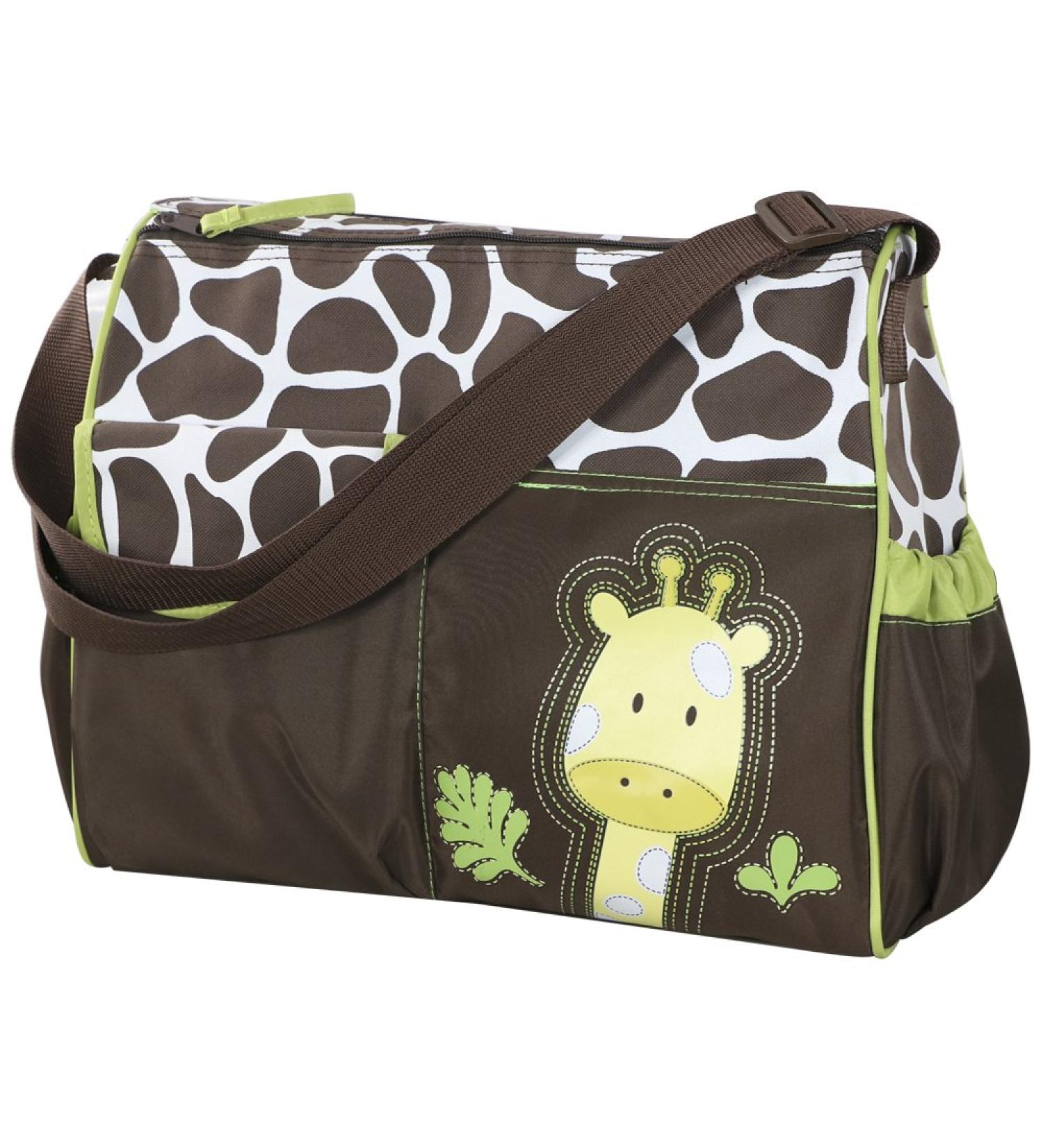 Accessotech Waterproof Baby Diaper Nappy Mummy Changing Handbag Shoulder Bag with Mat Travel (Giraffe Green) - Buy Online on GoSupps.com