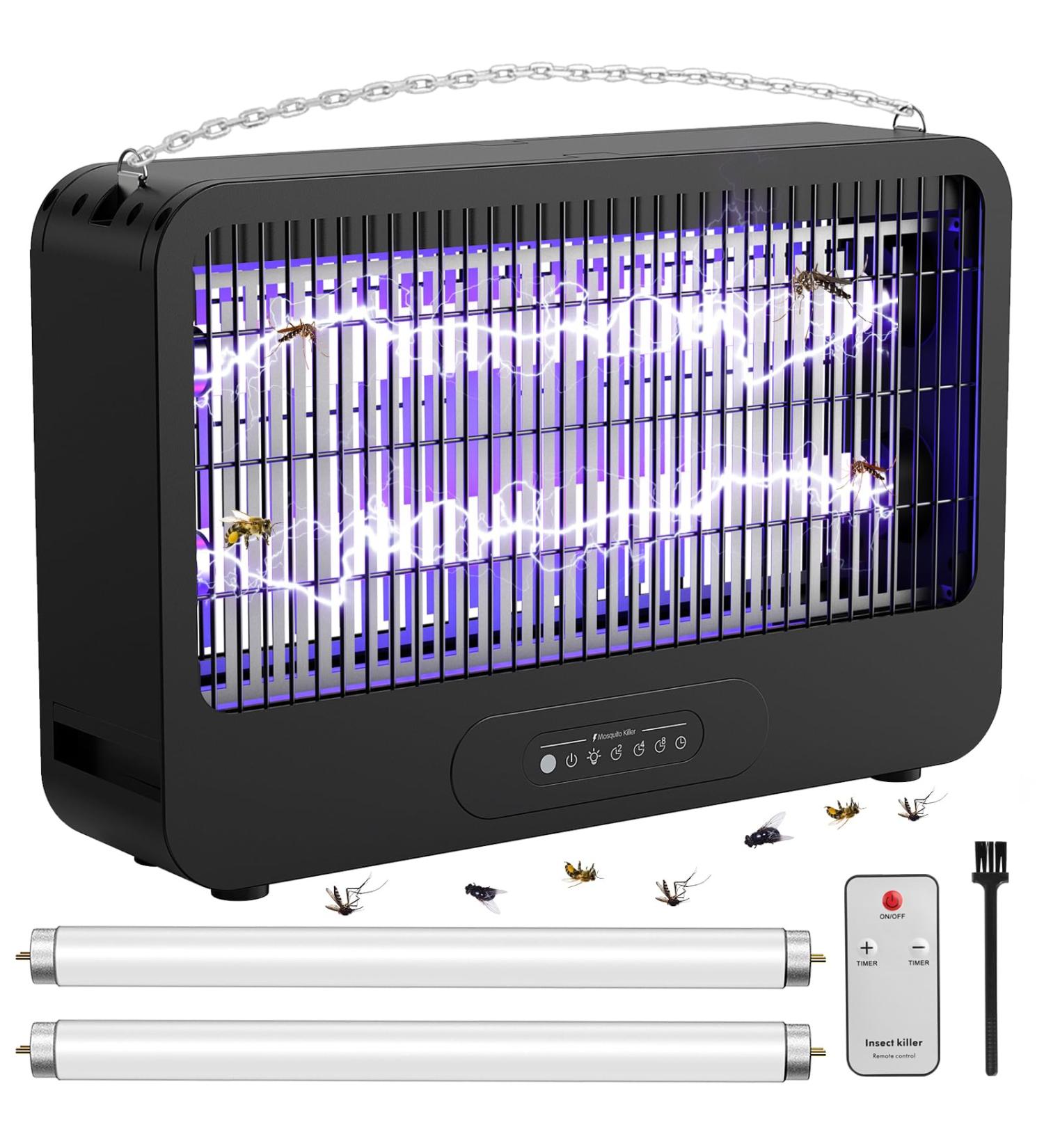 Fethfire 4000V Electric Fly Trap with Remote Control - 20W Mosquito Trap for Kitchen Living Room & Office - Effective up to 100 m - Includes 2 Replacement Lamps - Buy Online on GoSupps.com