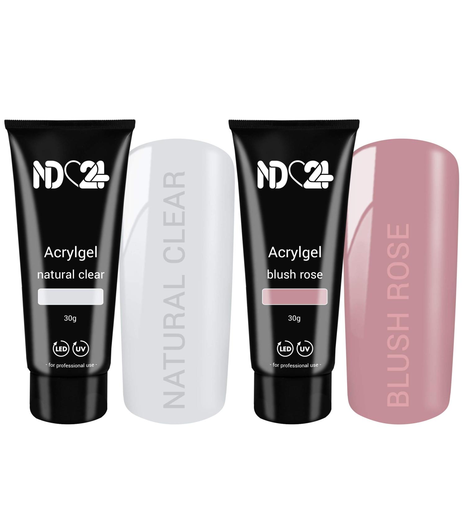 Poly Acrylic Gel Tube Set - Clear & Blush Rose (2 x 30g) | International Shipping Available - Buy Online on GoSupps.com