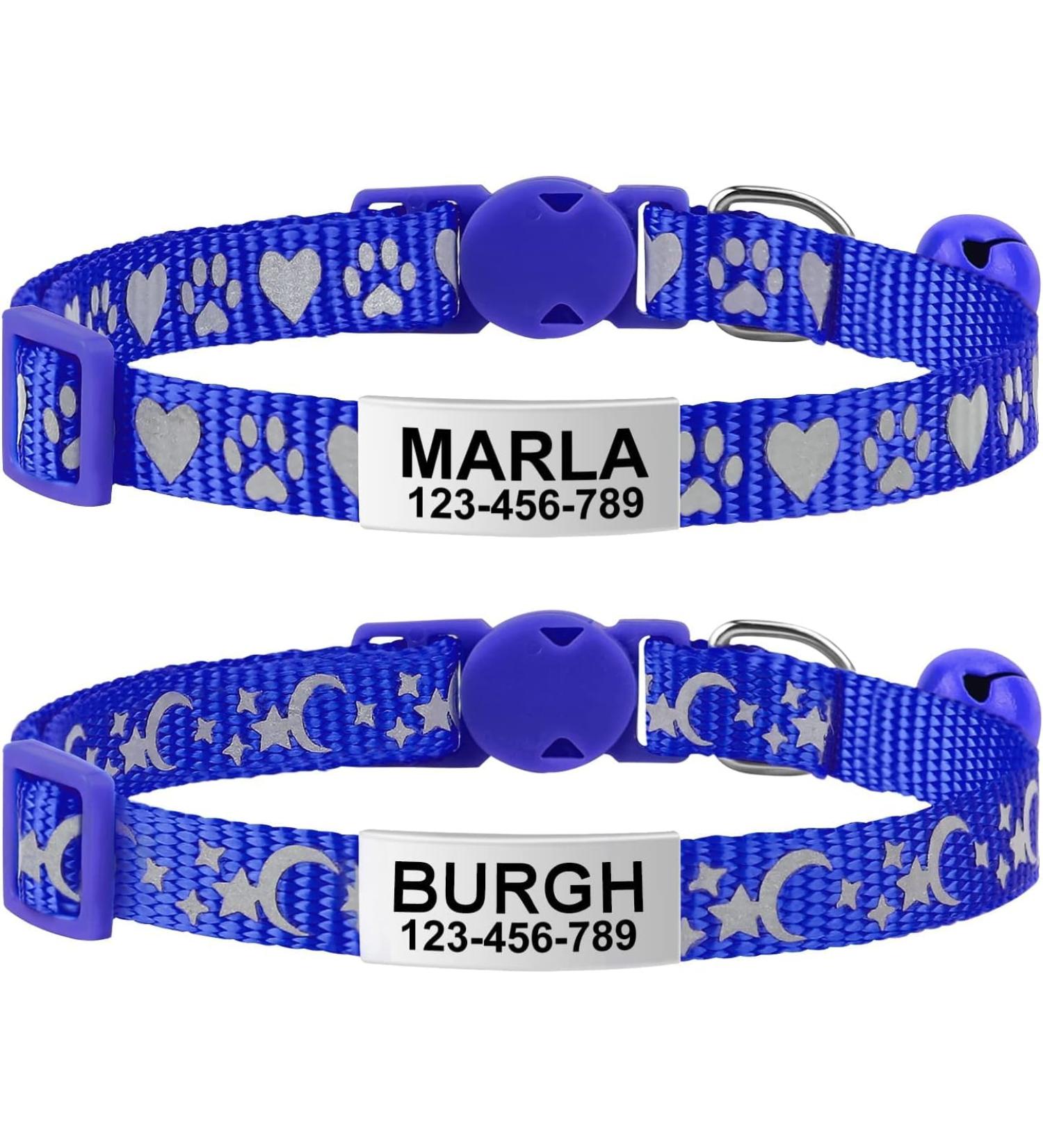 Tagme Cat Neck Band 2-Pack - Reflective Safety Collar with Name & Address Shield for Kittens | Adjustable 15-20 cm Sky Blue & Navy Blue - Buy Online on GoSupps.com