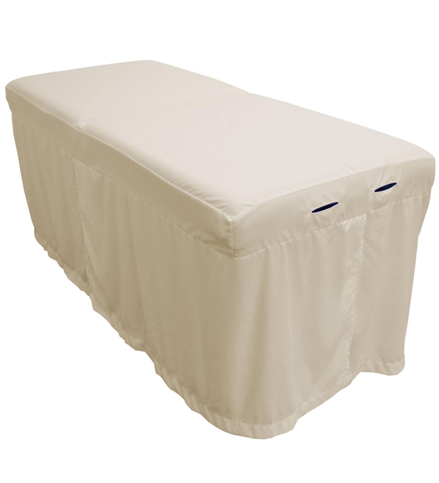 Microfiber Massage Table Skirt by Body Linen - Massage Table Bed Skirt to Fit Standard Size Massage Tables - Lightweight, Super Soft and Stain-Resisting - Color  Natural