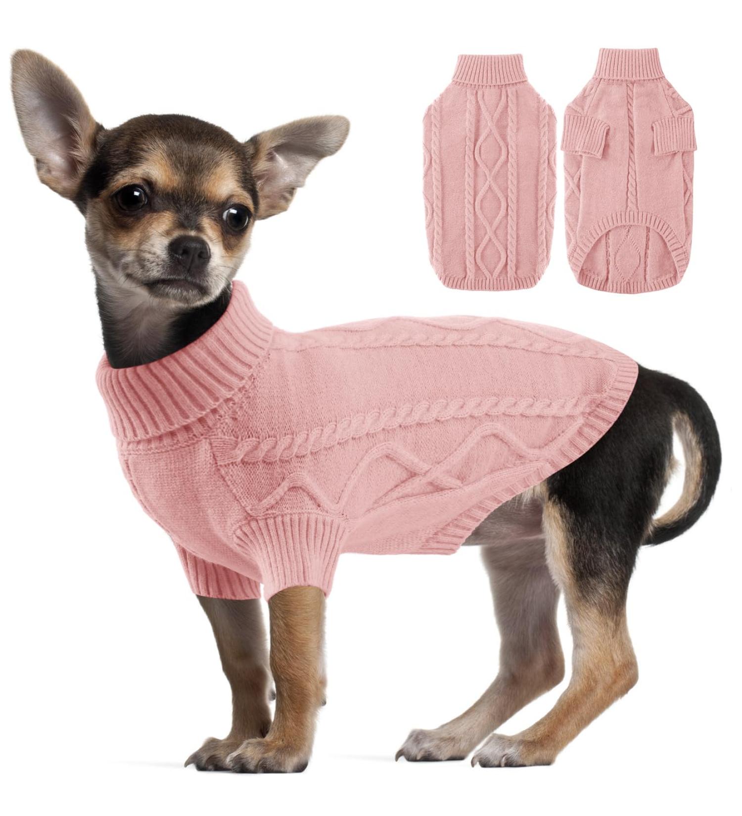 Alagirls Winter Fleece Dog Sweater - Cozy Knit Puppy Clothing for Medium Dogs - Soft Christmas Pet Outfits in Dusty Rose & Light Pink - Buy Online on GoSupps.com