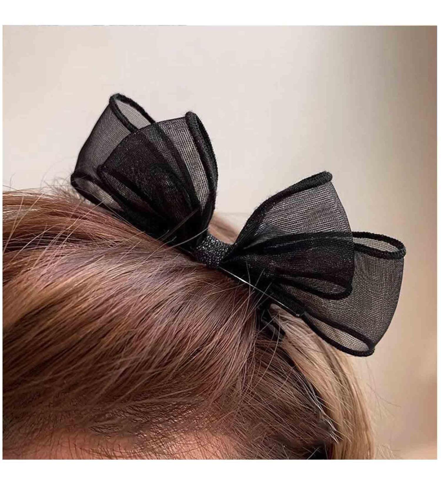 Aneneiceera Vintage Tulle Bow Hair Clip Black Silk Chiffon Head Clip Bowknot Hair Bow Clip Black Tulle Bow Hair Barrette Tulle Bow Clips Black Bow Headpieces Hair Accessories for Women and Girls - Buy Online on GoSupps.com