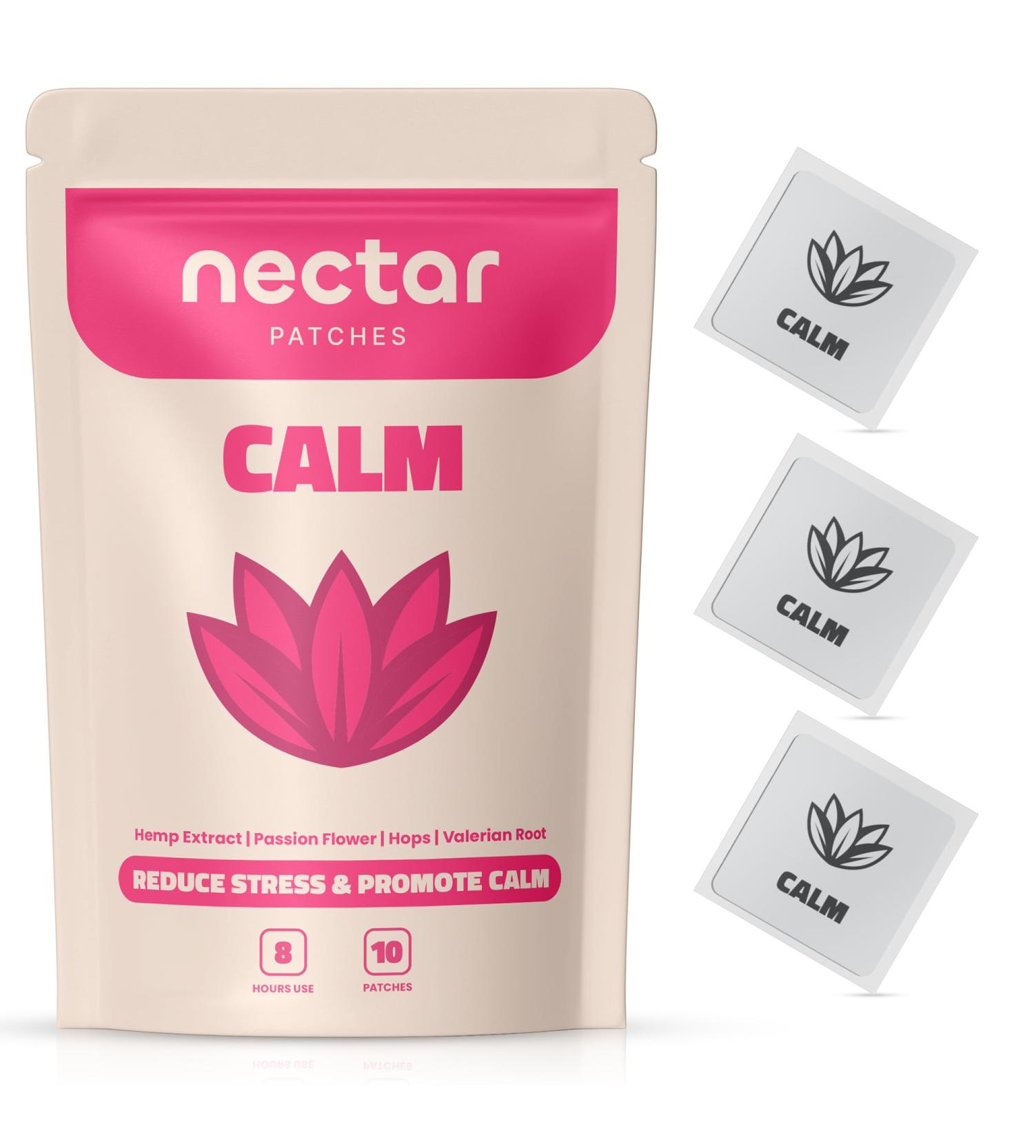 Nectar Calm Patches | 10-Pack for All-Day Relaxation & Unwinding | with Hemp Passion Flower & Valerian Root - Buy Online on GoSupps.com