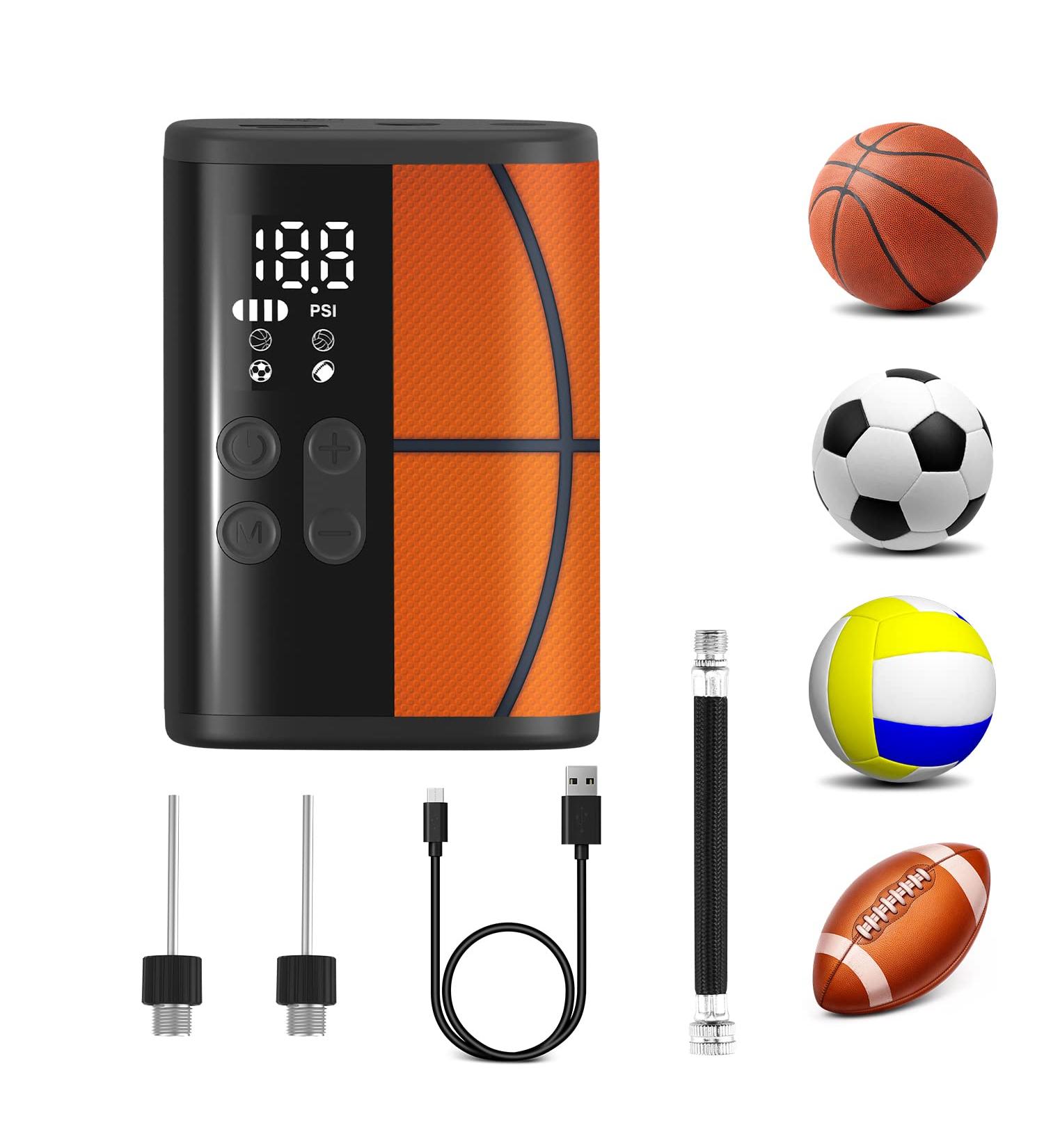 Electric Basketball Pump with Pressure Gauge and LED Lighting | Woowind Ball Inflator P101 | Portable Sports Ball Air Pump - Buy Online on GoSupps.com