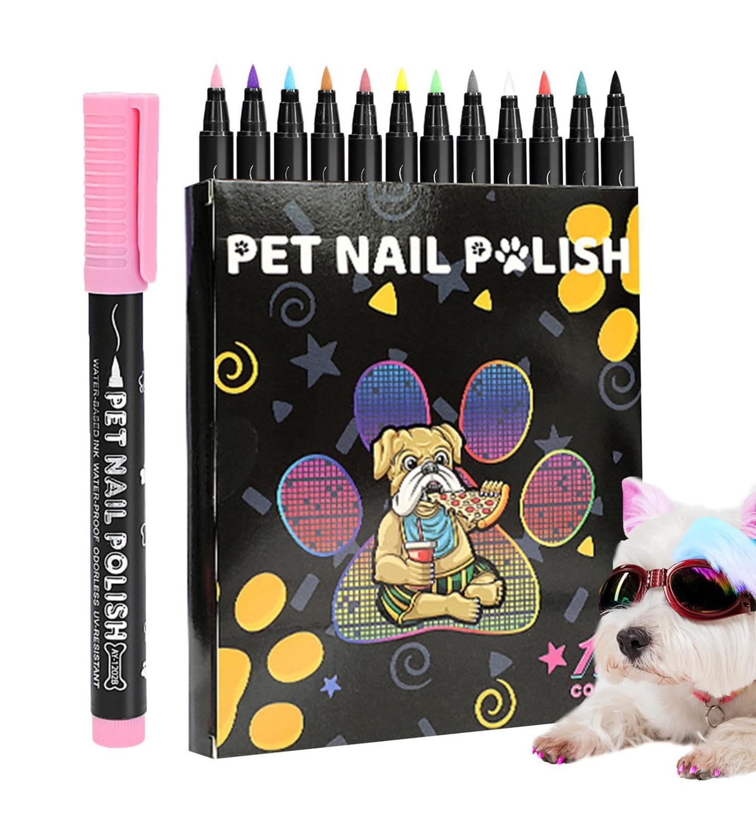 Dog Nail Polish Pet Nail Polish | 12 Creative Nail Polish Pens | Harmless Nail Paint for Dogs Fast Drying Safe Nail Polish - Buy Online on GoSupps.com