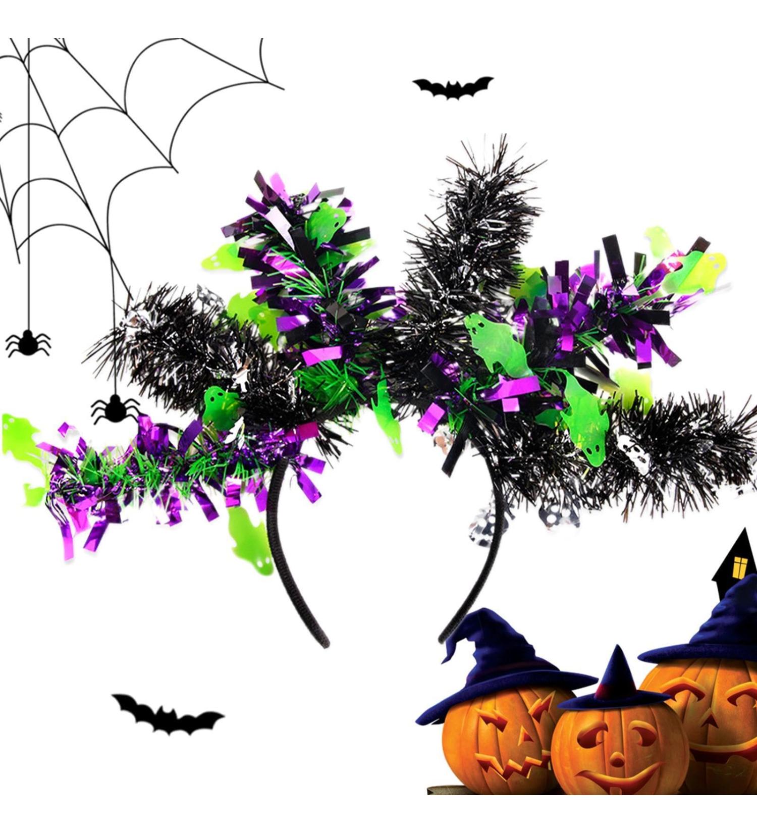 Fulenyi Halloween Headbands | Colorful Wool Strips Halloween Costume Headbands Halloween Accessories for Adults Halloween Headwear Favors Ghost Skeleton - Buy Online on GoSupps.com