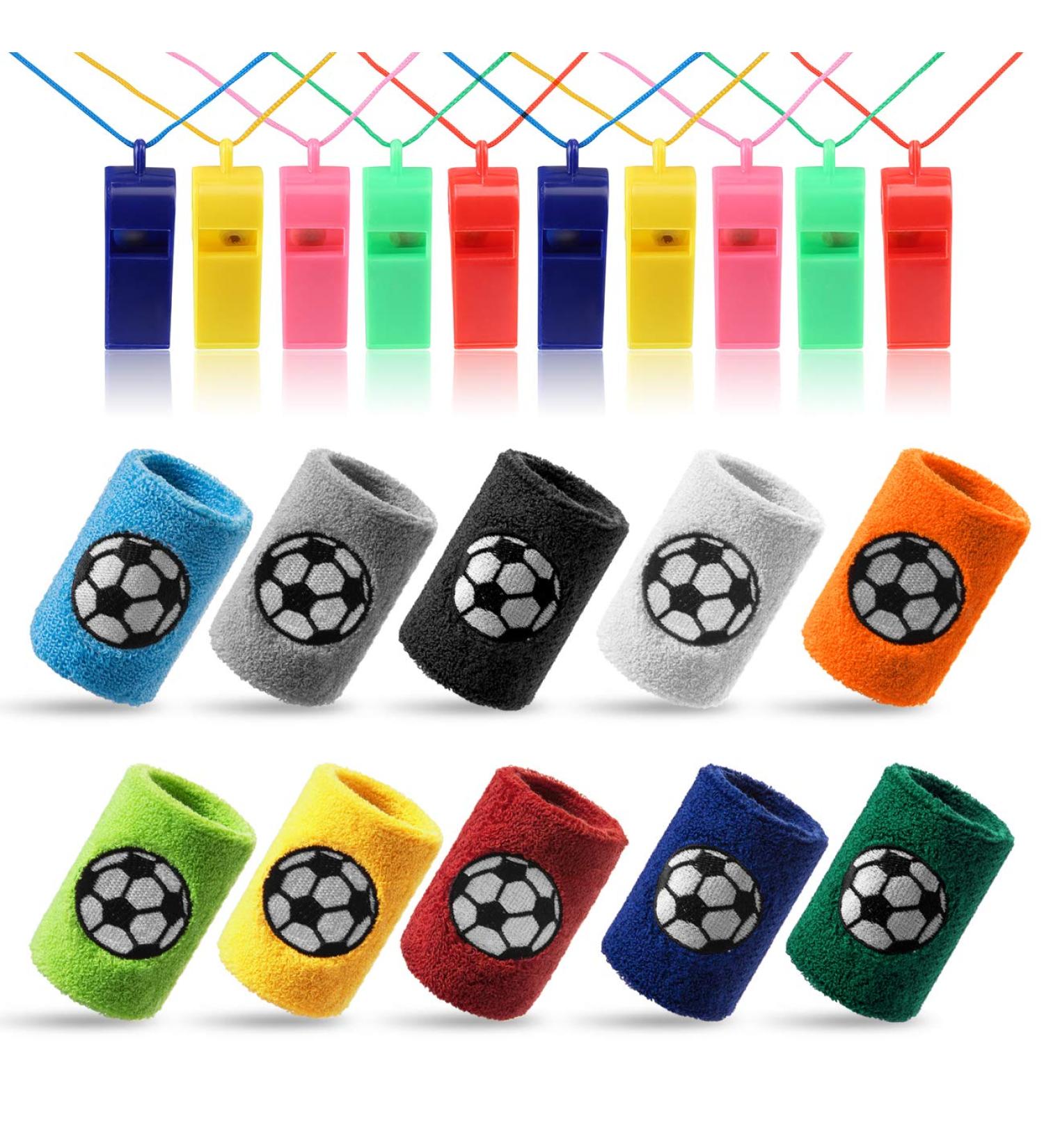 Kesote 10x Welding Band Football Wristbands & 10x Pipe Plastic Whistles - Perfect for Sports & Birthday Parties | 10 Colors Available - Buy Online on GoSupps.com