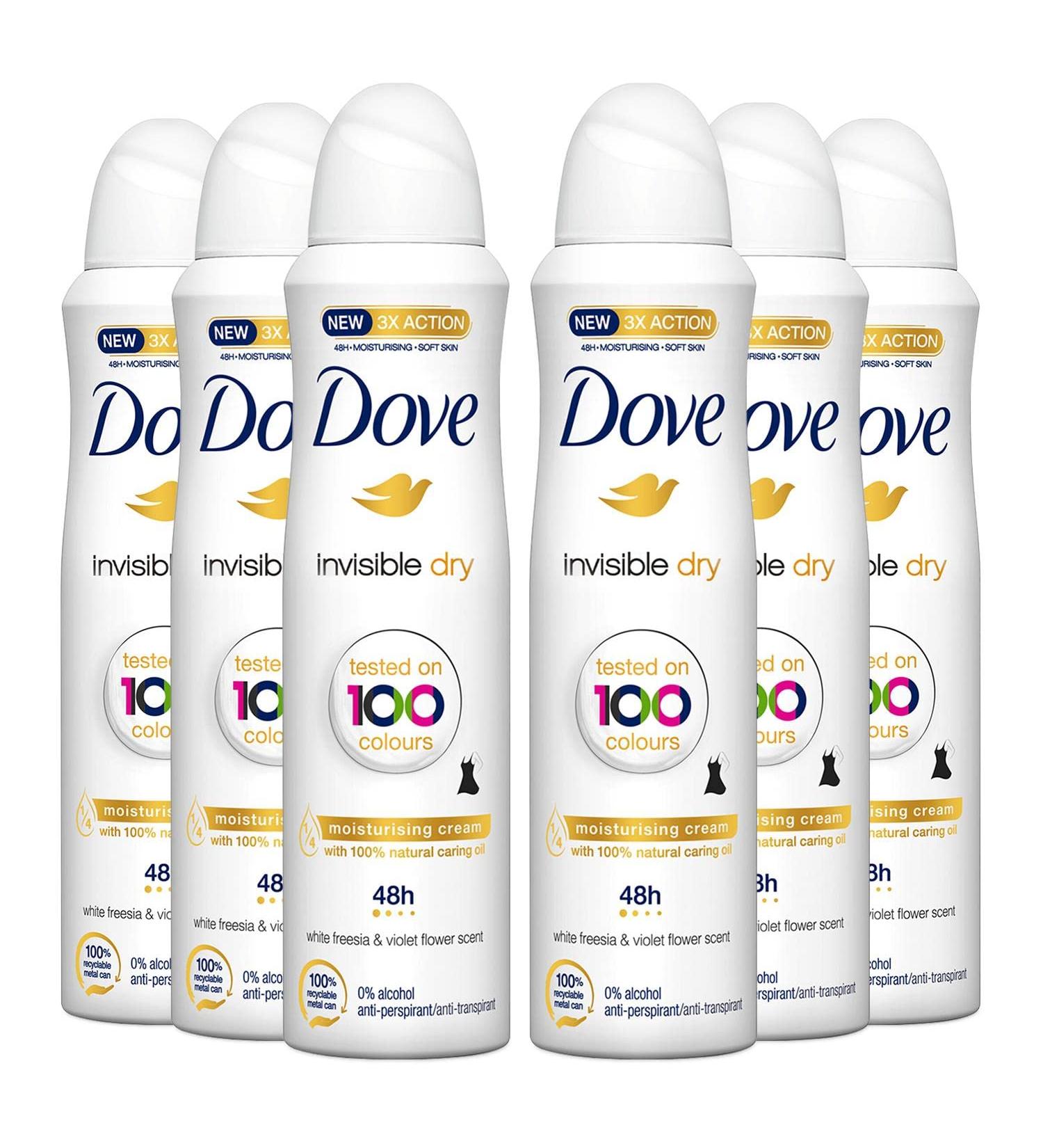 Lot of 6 Dove Invisible Dry Anti-Perspirant Deodorant 150ml - Long-Lasting Protection - Buy Online on GoSupps.com