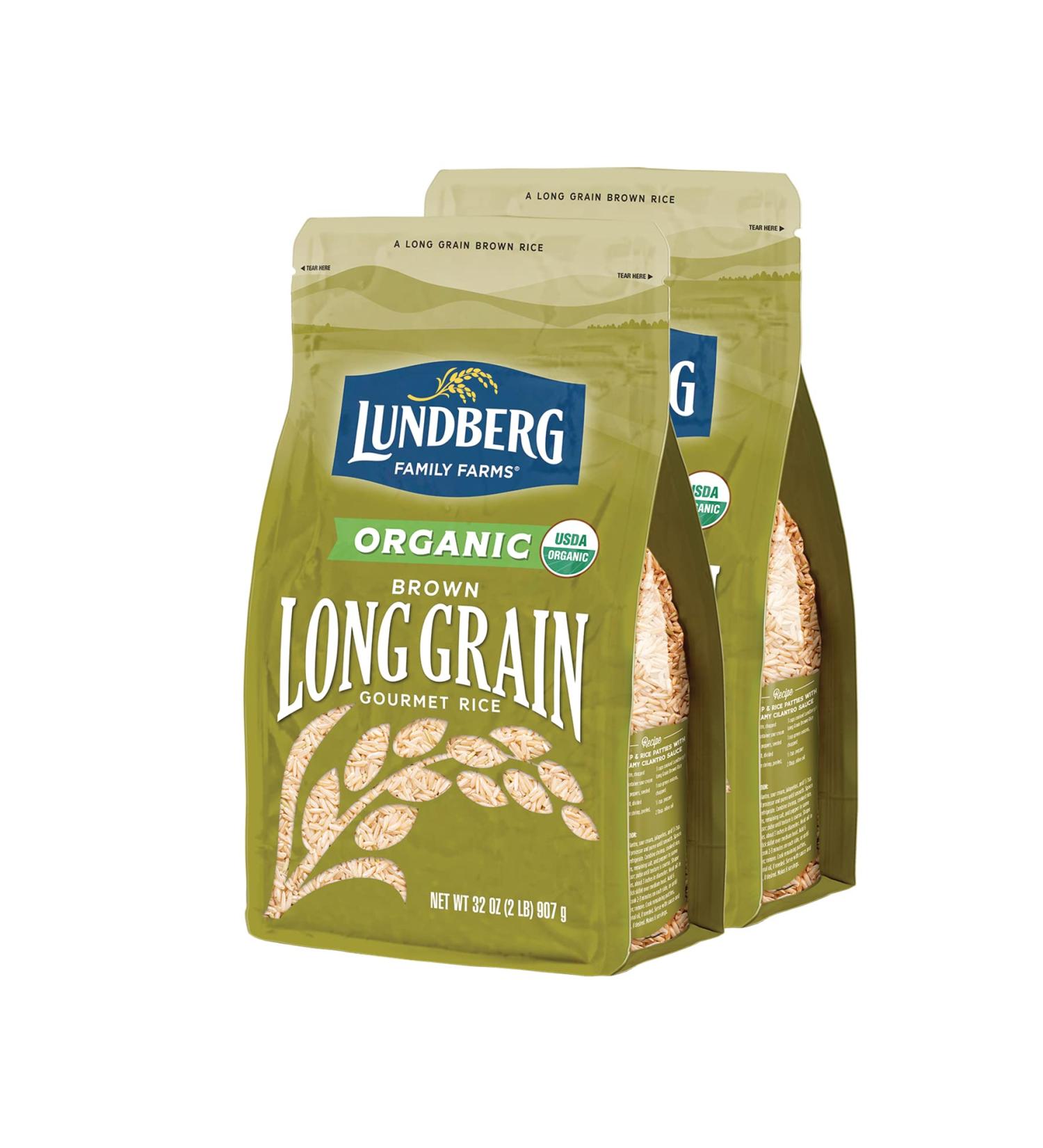 Lundberg Family Farms Organic Brown Long Grain Rice - 32 oz (2-Pack) | Whole Grain, High Fiber, Gluten-Free | USDA Certified Organic Pantry Staple - Buy Online on GoSupps.com