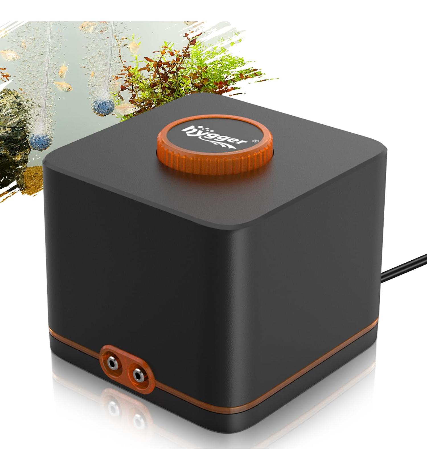 Buy Hygger Extremely Quiet Aquarium Air Pump - 2 Outlets 7W Adjustable Oxygen Pump for Aquariums Up to 2200L | International Shipping Available - Buy Online on GoSupps.com