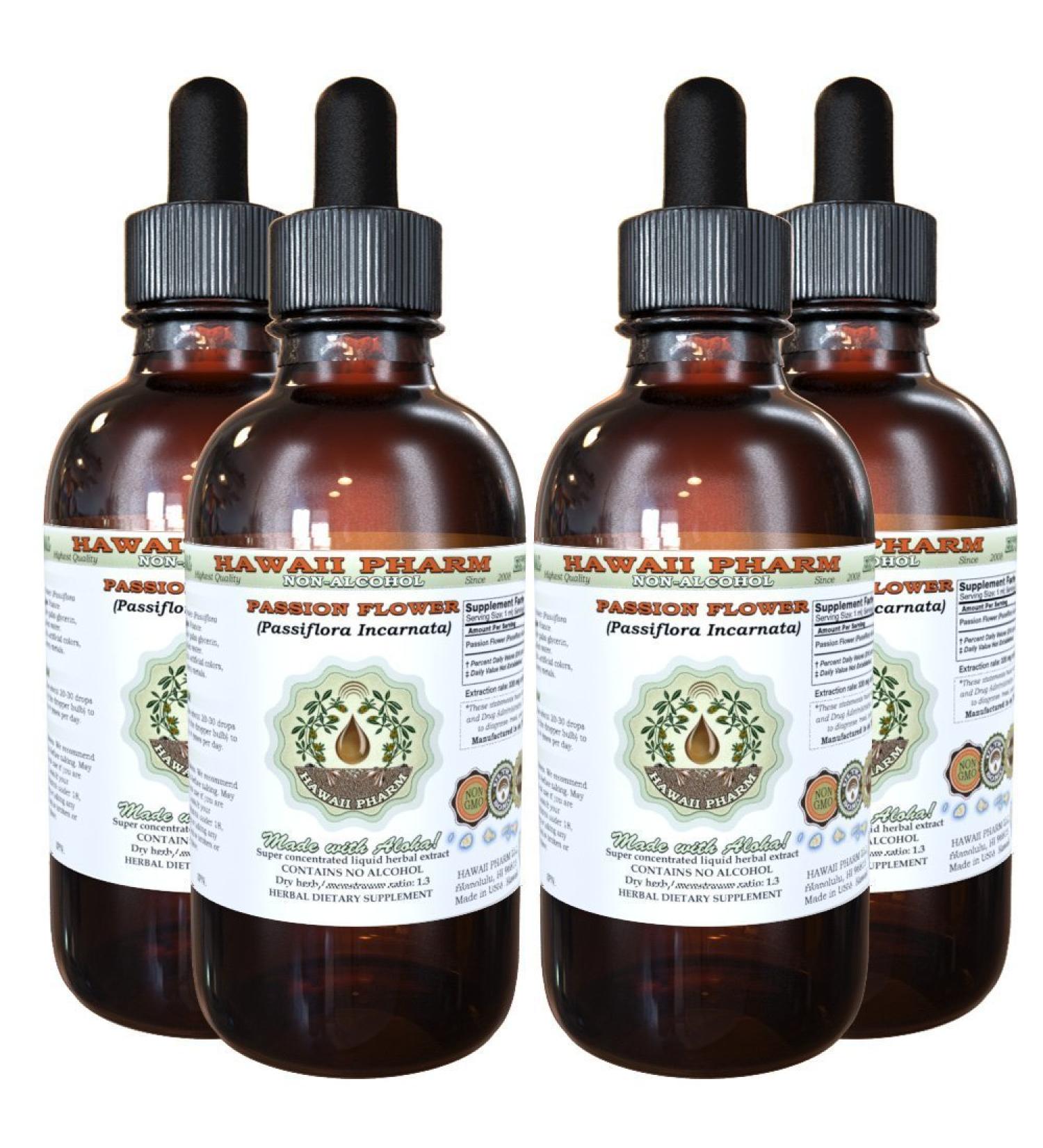 Passion Flower Alcohol-Free Liquid Extract Organic Passion Flower (Passiflora Incarnata) Dried Herb Glycerite Natural Herbal Supplement Hawaii Pharm USA 4x4 fl.oz 4 Fl Oz (Pack of 4) - Buy Online on GoSupps.com