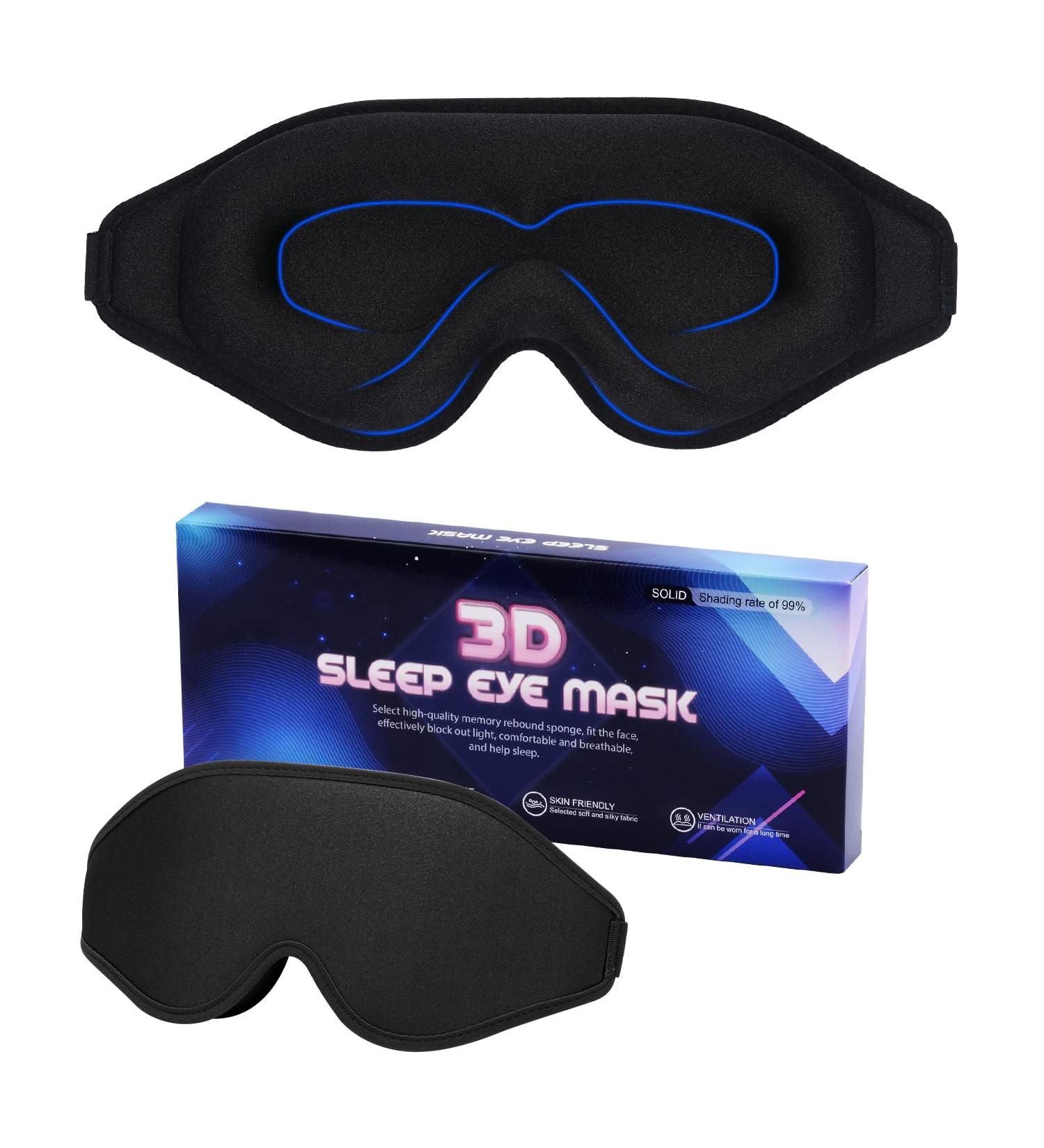 Supregear 3D Contoured Sleep Mask - Comfortable Eye Cover for Men and Women - Perfect for Travel, Naps, and Deep Sleep - 100% Light Blocking - Black - Buy Online on GoSupps.com