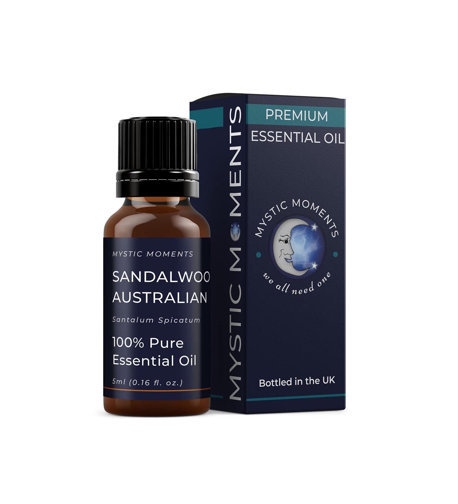 Mystic Moments Sandalwood Essential Oil 5ml | Pure & Natural Aromatherapy Oil for Diffusers | Vegan & GMO-Free - Buy Online on GoSupps.com