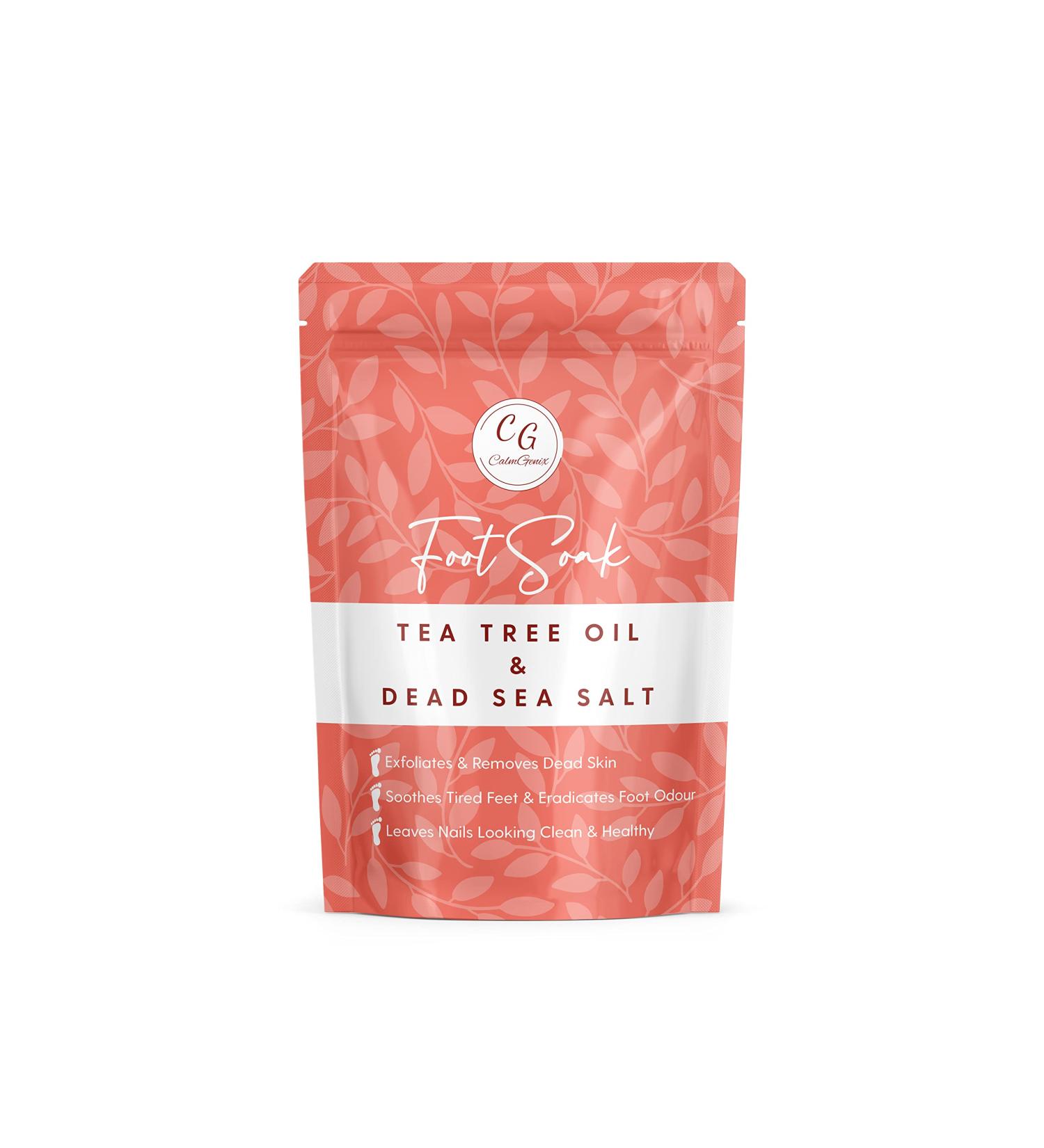 CalmGenix Foot Soak with Tea Tree Oil & Dead Sea Salt - Treat Nail Fungus & Athletes Foot, Moisturize & Deodorize Feet, Exfoliating for Hard Skin - Buy Online on GoSupps.com