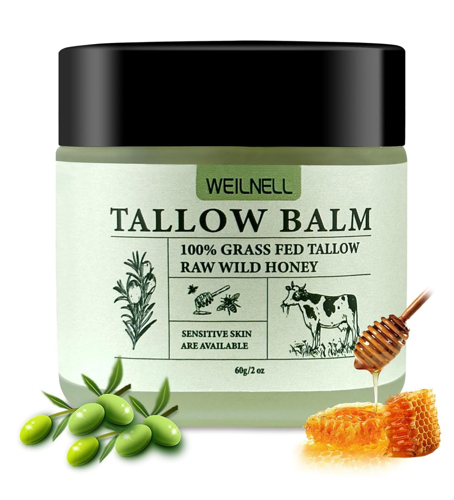 Beef Tallow and Honey Balm for Skin - All-Natural Moisturizer Hydrates and Nourishes the Skin Grass-Fed Beef Tallow & Honey Balm Blend Deeply Moisturizing for Face & Body Natural Skin Care Balm 2.0 oz - Buy Online on GoSupps.com