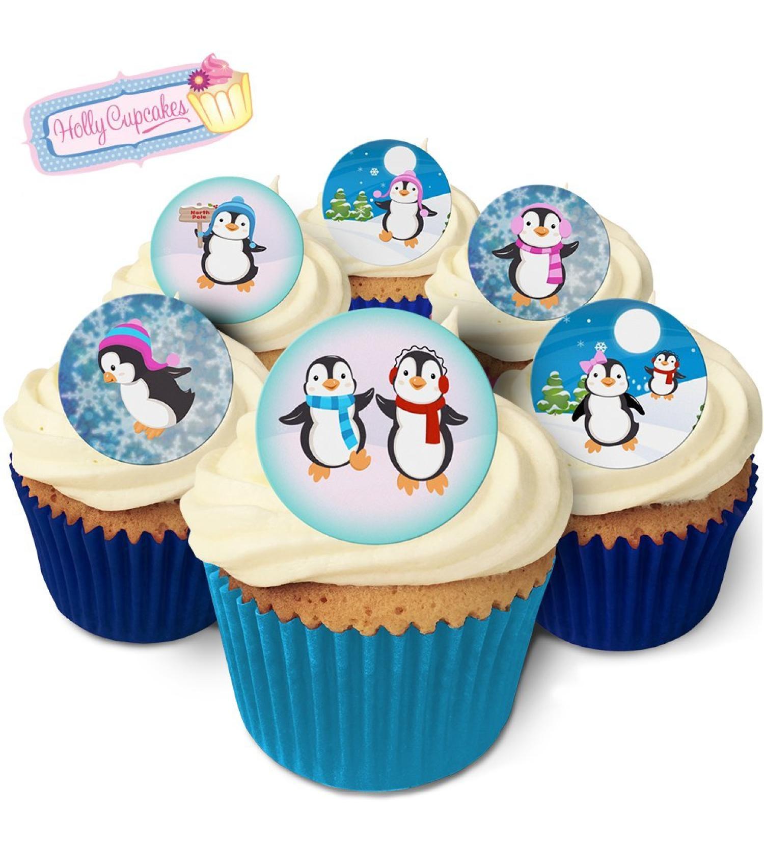 24 Edible Pre-Cut Wafer Round Cake Toppers: Penguins - Buy Online on GoSupps.com