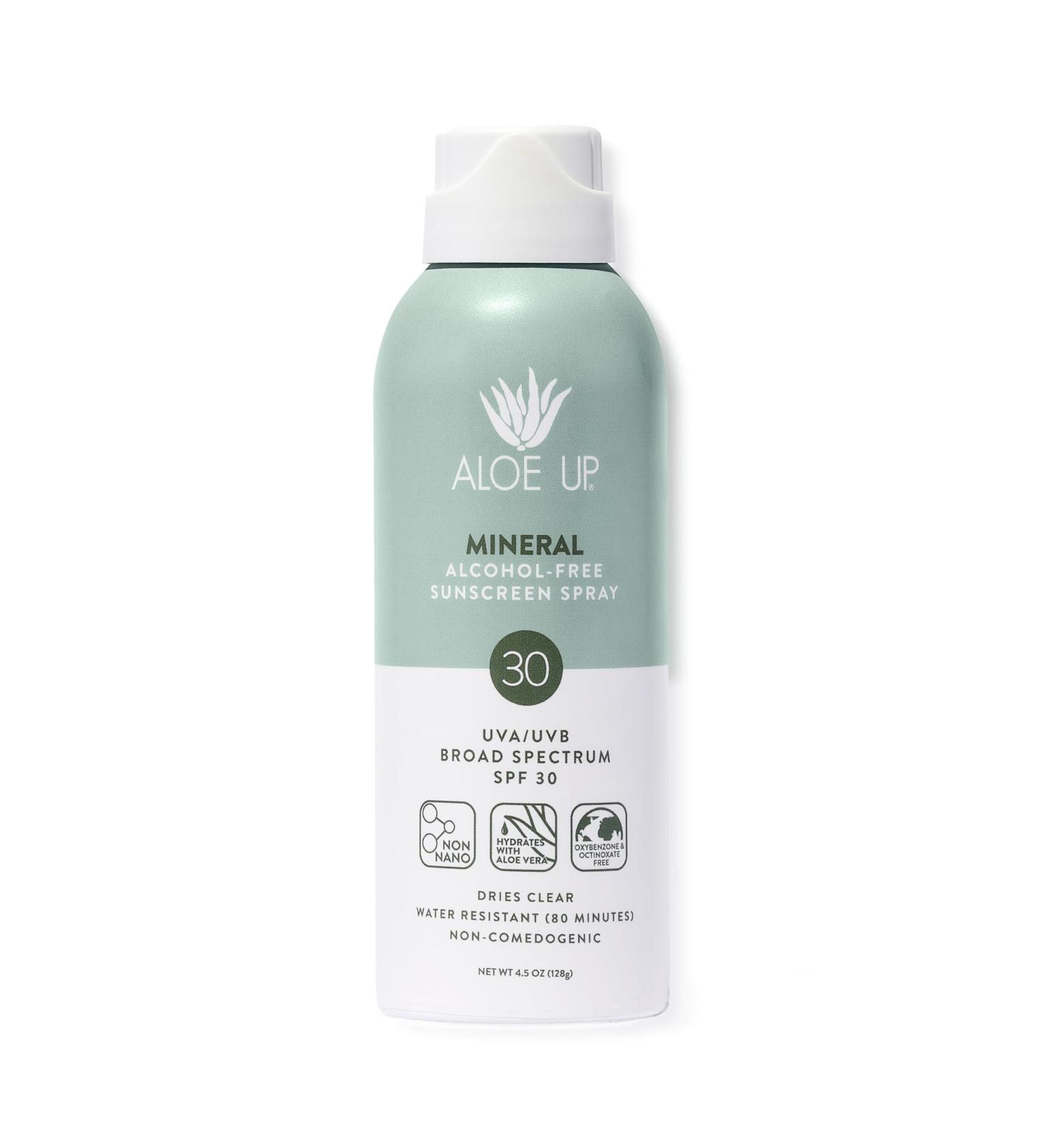 Aloe Up Continuous Mineral Sunscreen Spray SPF 30 - Alcohol-Free Broad Spectrum UVA/UVB Sunscreen Protector for Face and Body - With Gen2 Zinc Oxide and Aloe Vera - Dries Clear - Reef Safe - 4.5 Oz SPF 30 Spray Mineral Suns  - Buy Online on GoSupps.com