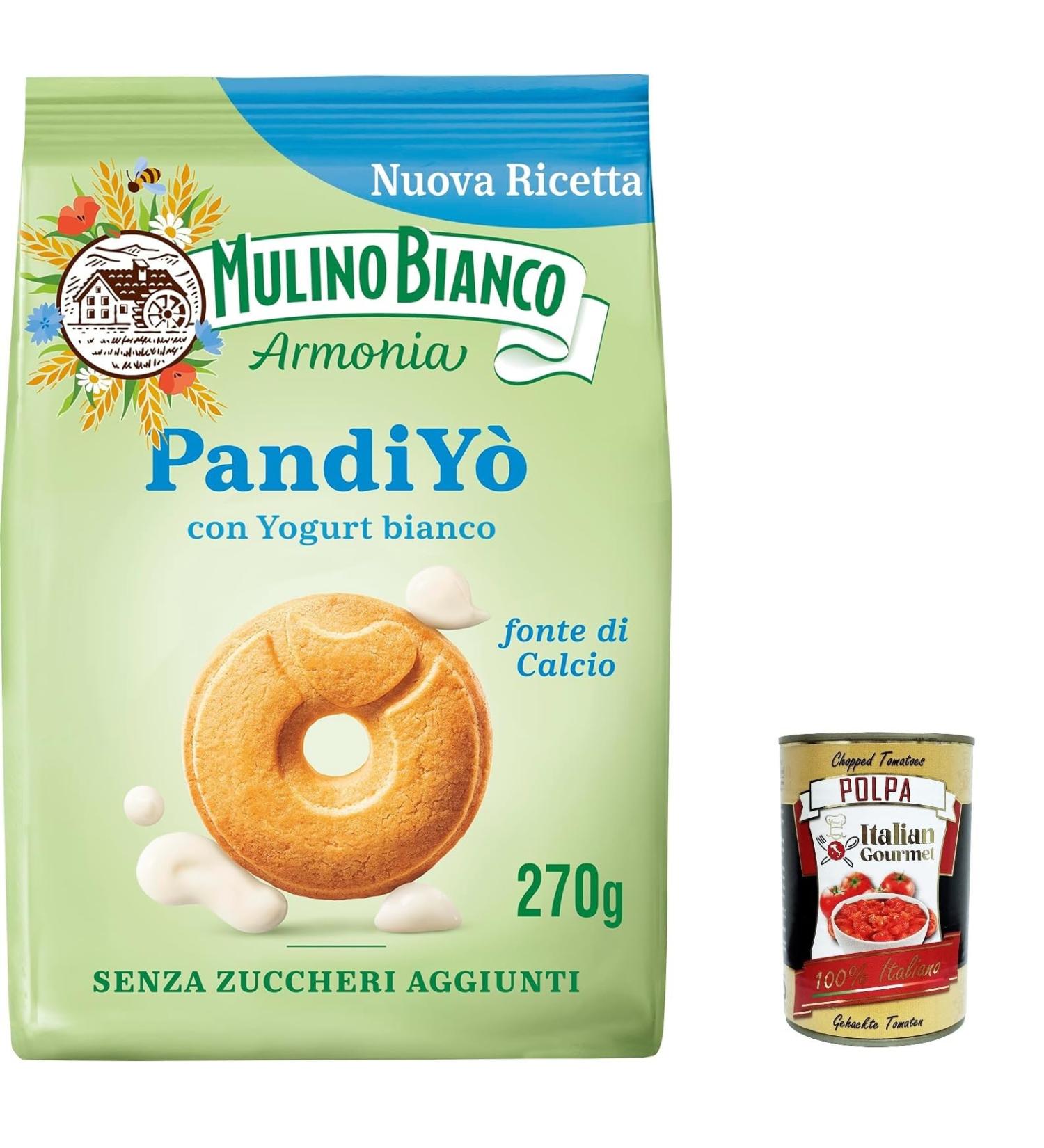  Italian Gourmet E.R. Mulino Bianco Pandiyo Pack of 3 sugar-free biscuits with yogurt and cereals 270g + gourmet Italian polpa 400g - Buy Online on GoSupps.com