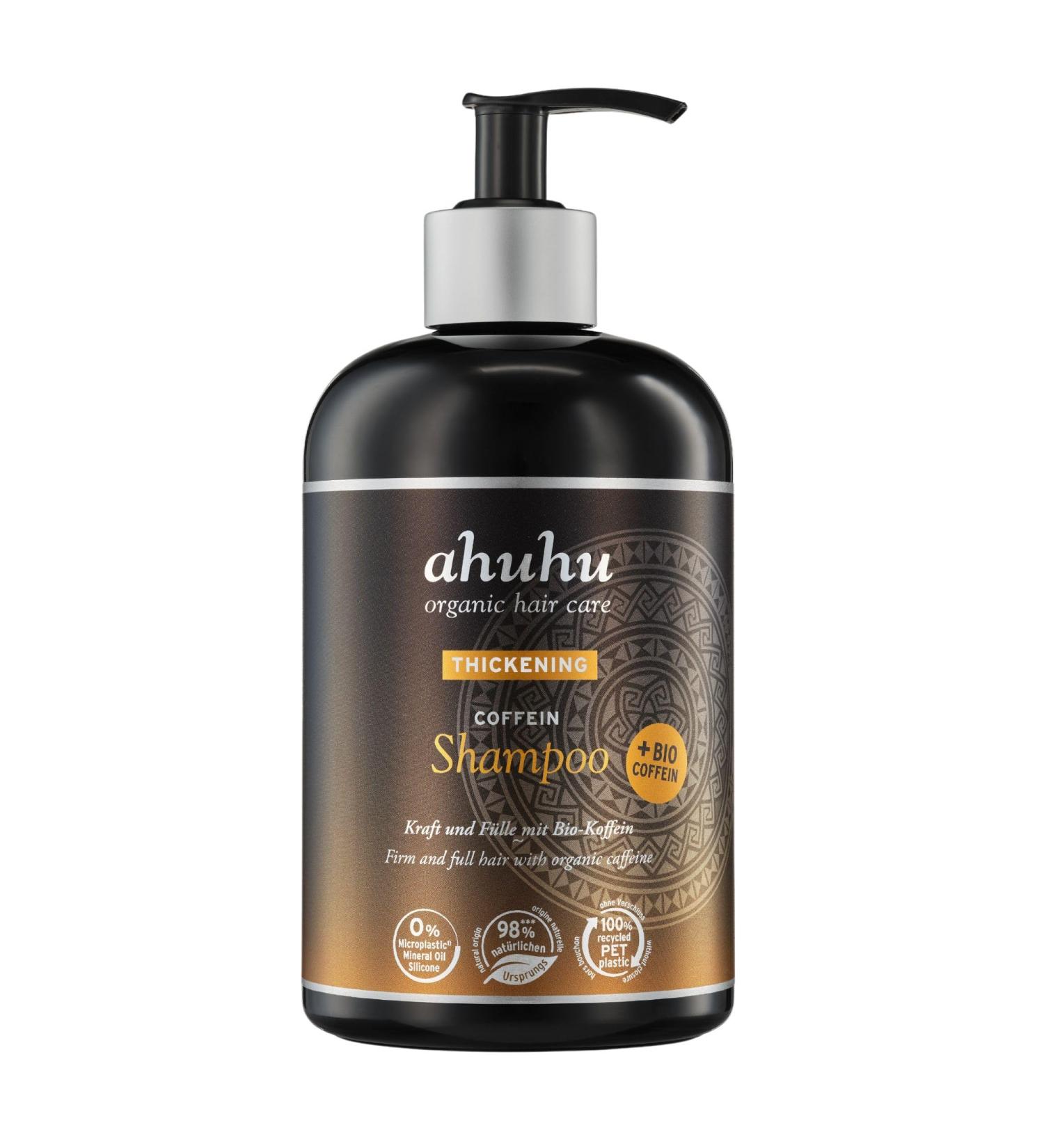 ahuhu THICKENING Organic Caffeine Shampoo XXL Size (500 ml) - Organic Caffeine Shampoo for Thick Revitalized Hair Lifts Roots and Provides Instant Volume - Buy Online on GoSupps.com