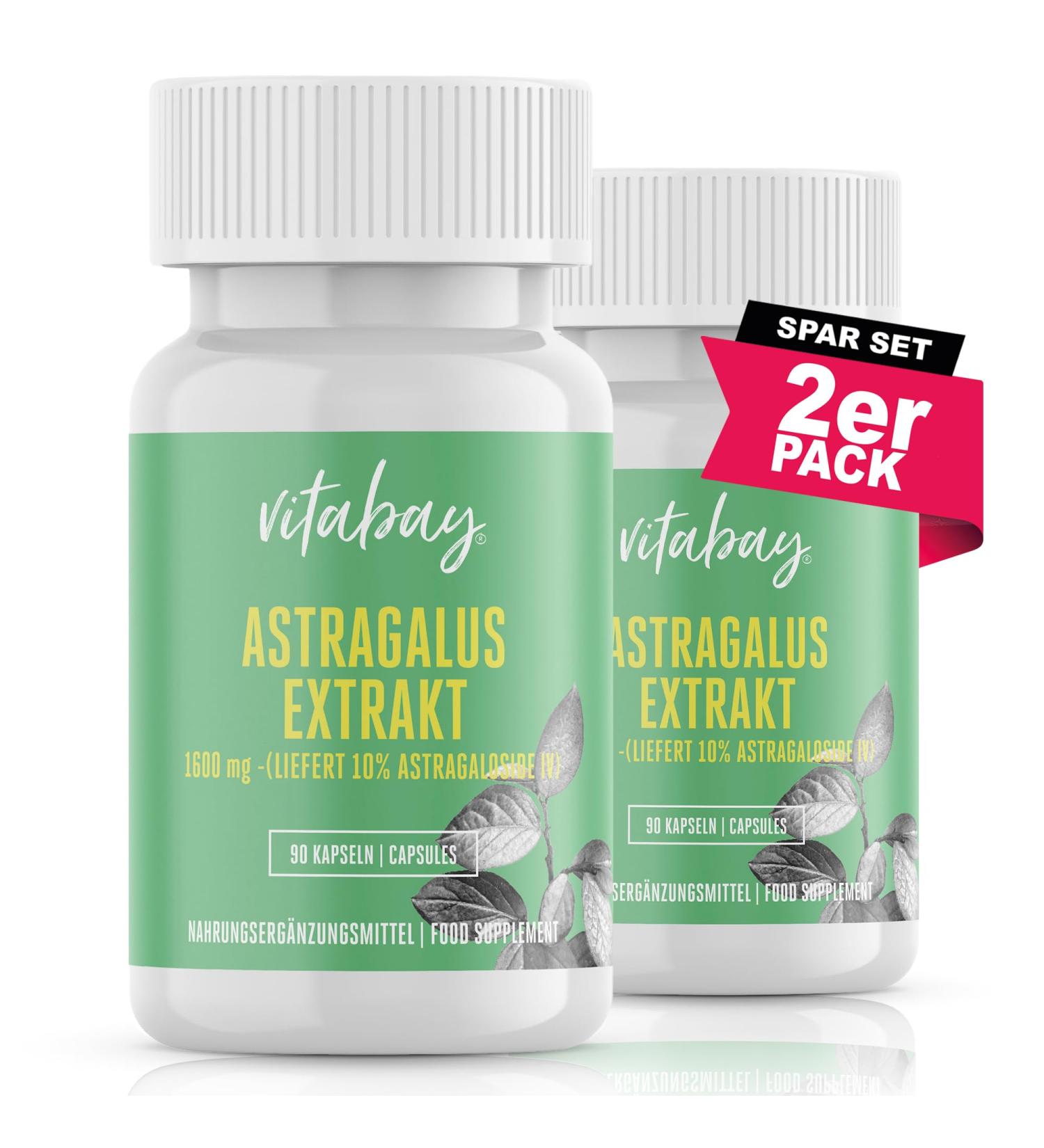 Vitabay Astragalus Extract 180 Vegan Capsules - 1600mg High Dose 10% Polysaccharides Lab-Tested Quality - Buy Online on GoSupps.com