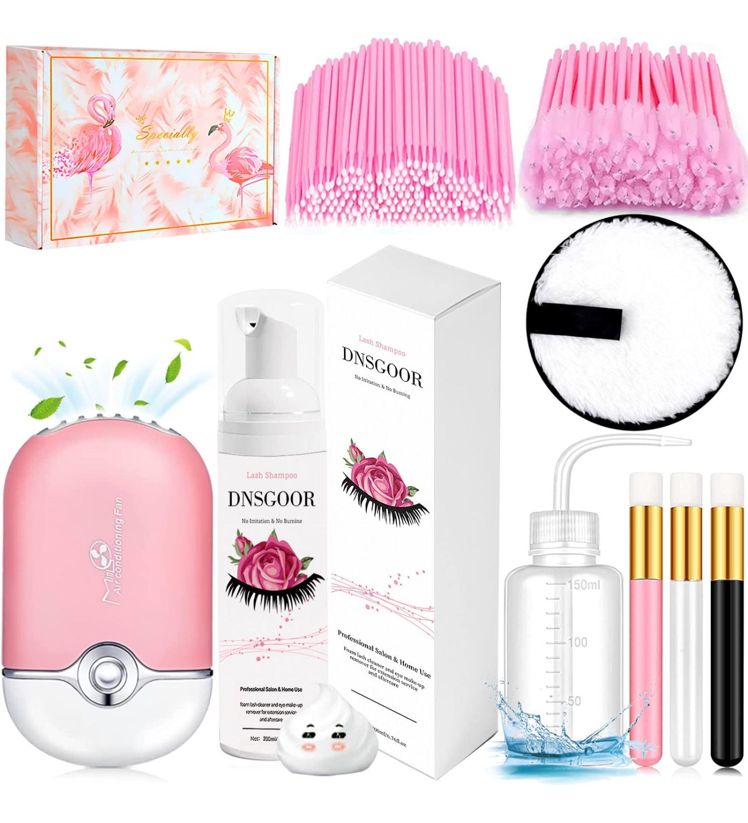 200ml Lash Extension Cleanser Kit with Mini USB Portable Fan - Rose - Buy Online on GoSupps.com